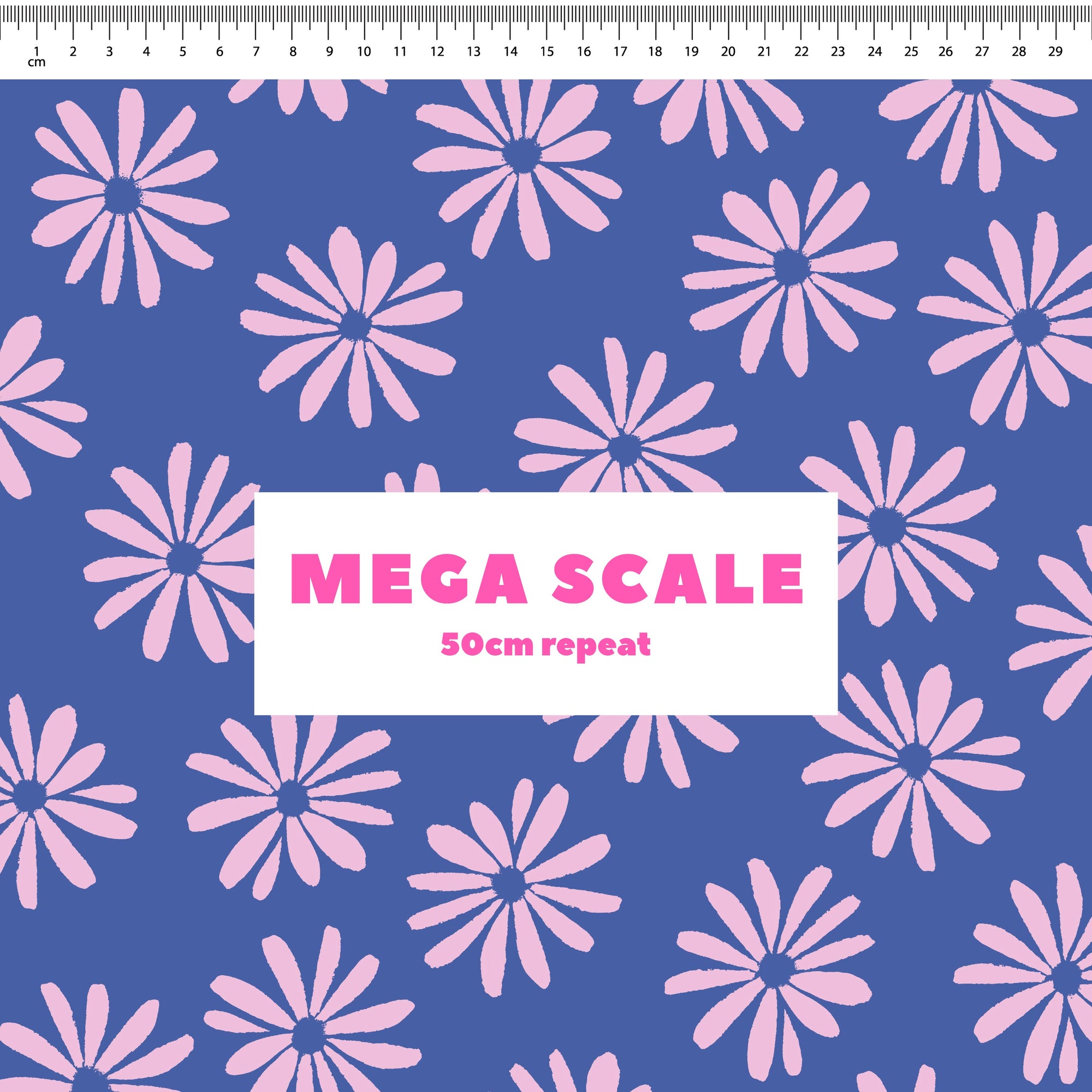 Halo Daisy (Blueberry) fabric print by Rachel Parker in 50cm Mega Scale