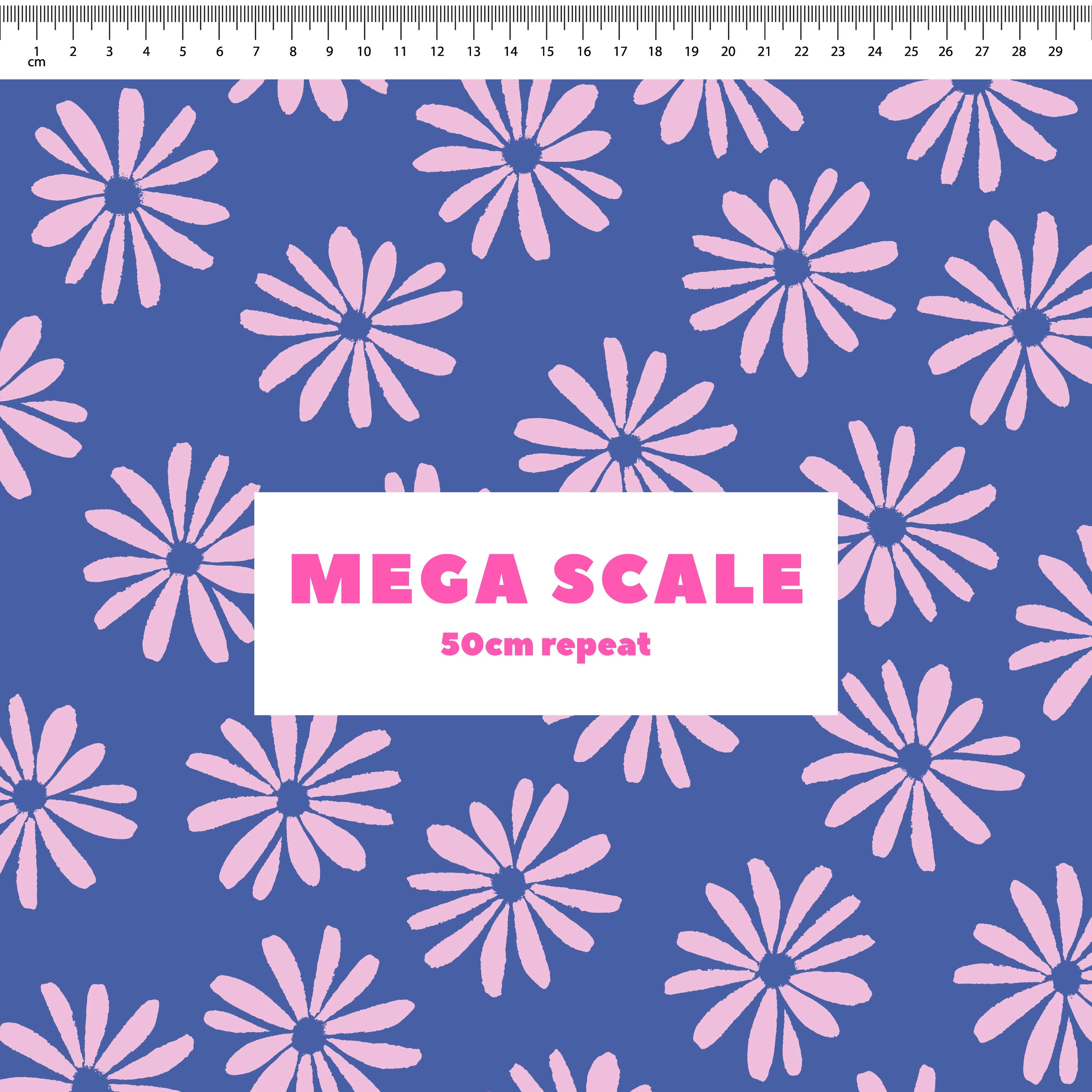 Halo Daisy (Blueberry) fabric print by Rachel Parker in 50cm Mega Scale