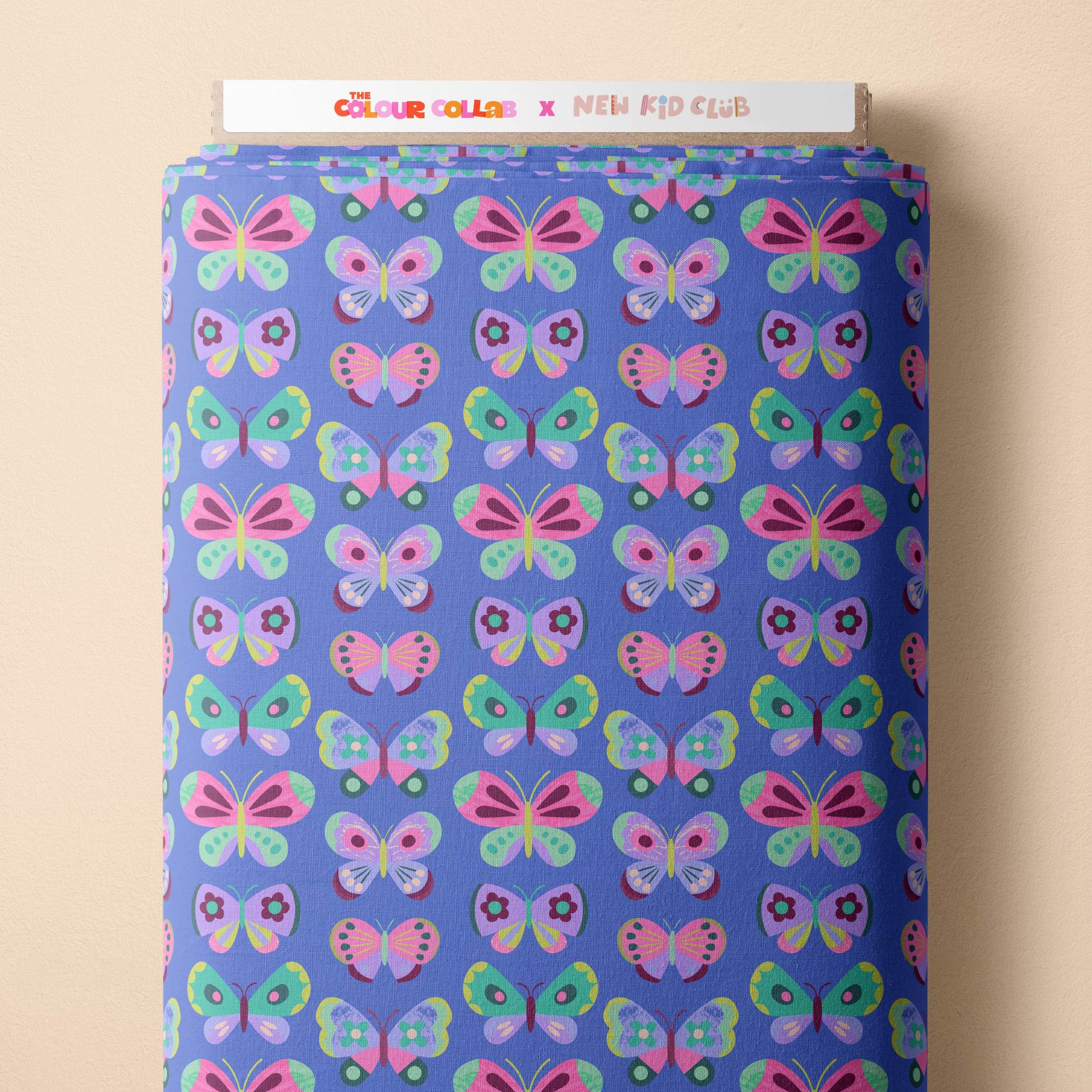 Happy Butterflies (Blue) Preorder Fabric by New Kid Club