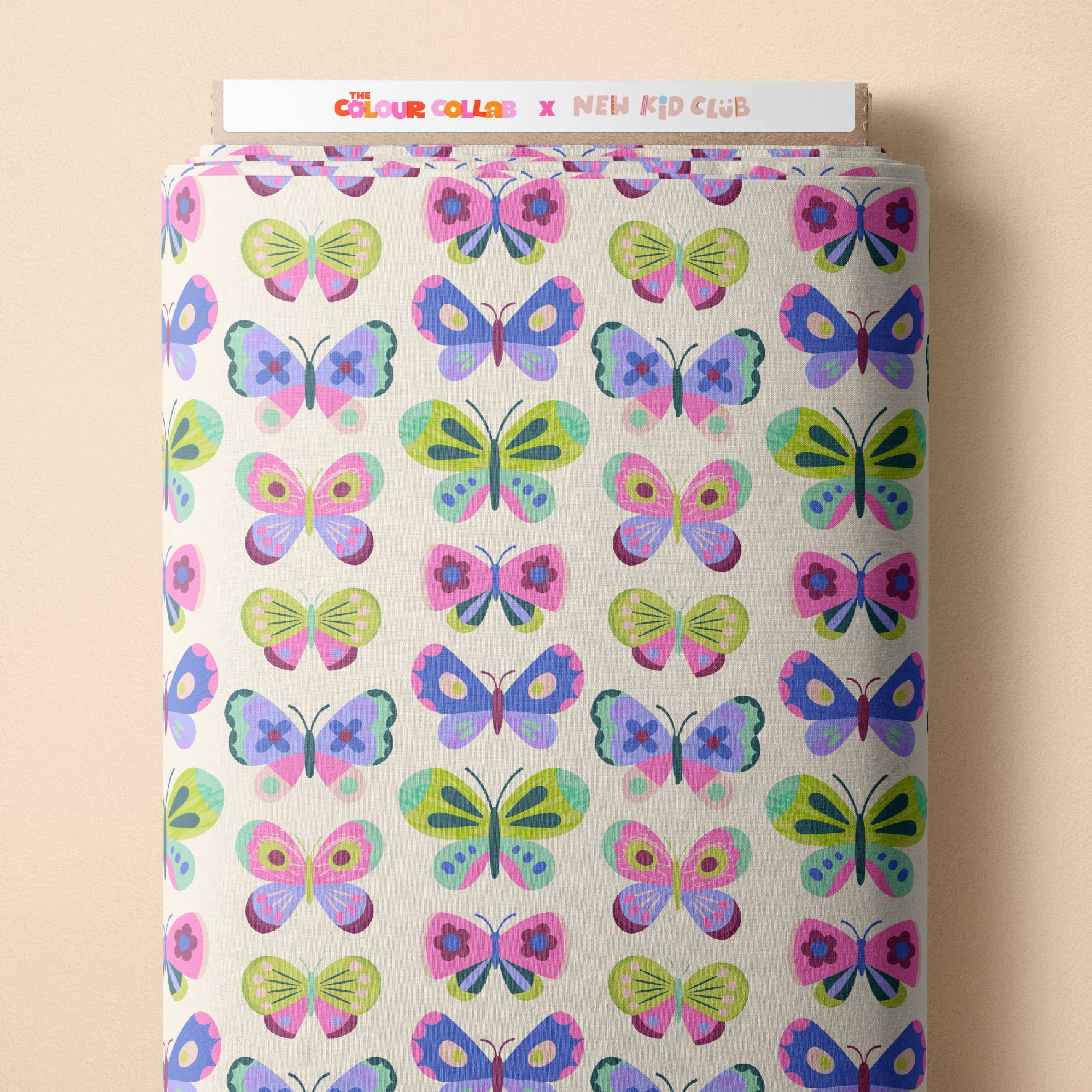 Happy Butterflies (Cream) Preorder Fabric by New Kid Club