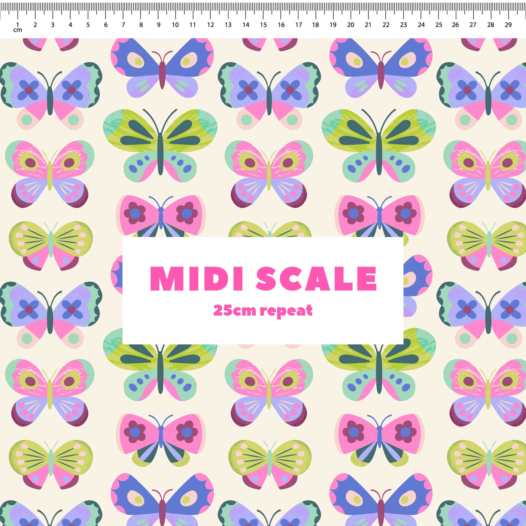 Happy Butterflies (Cream) Preorder Fabric by New Kid Club