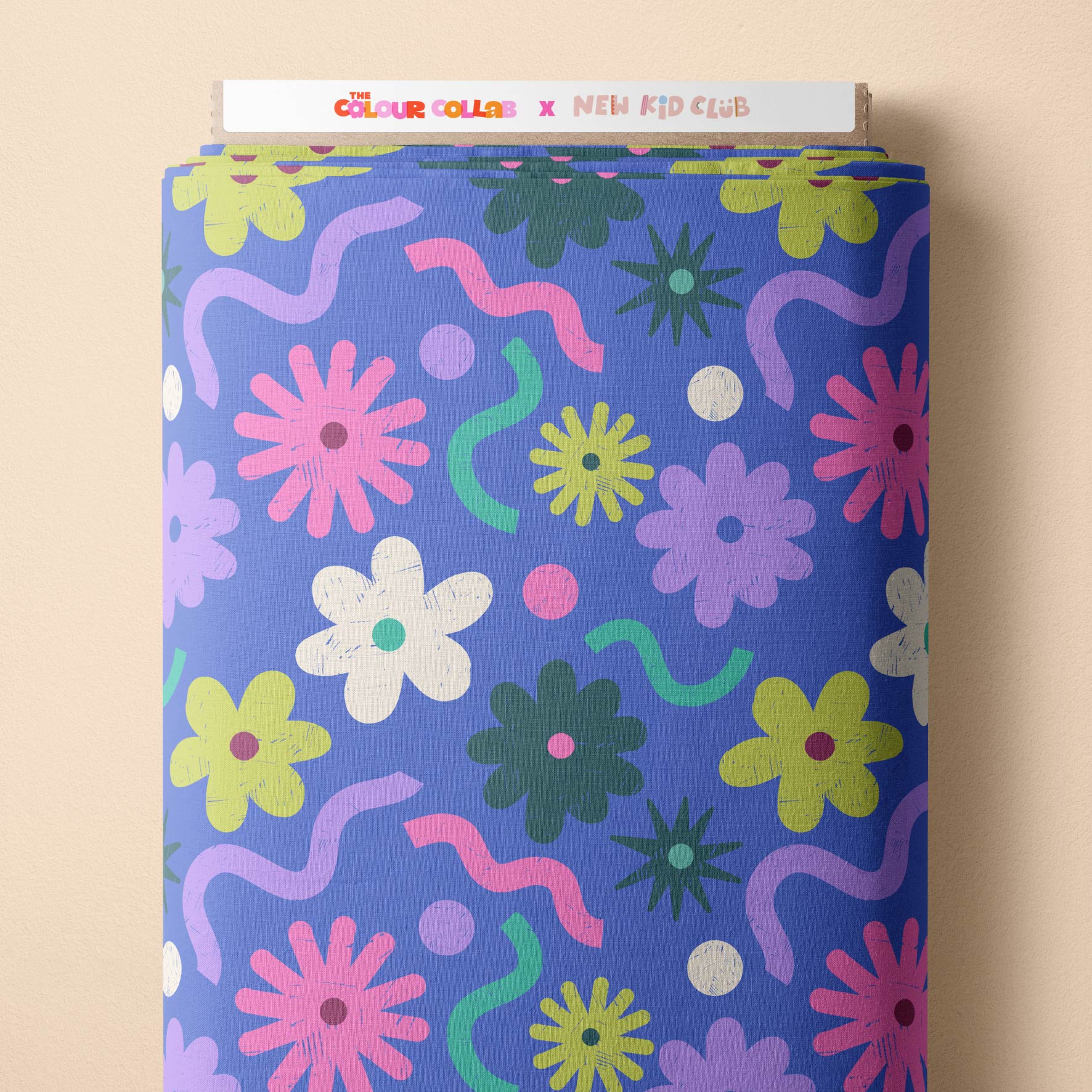 Happy Floral (Blue) Preorder Fabric by New Kid Club