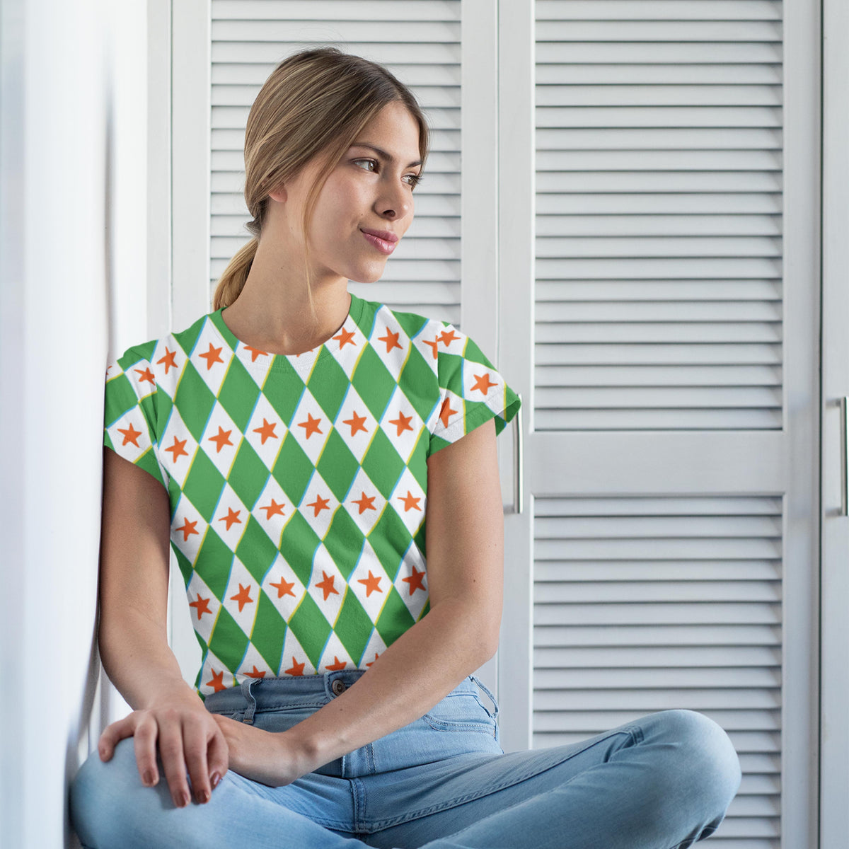 Harlequin (Orange) Preorder Fabric by Sue-Ching Lascelles