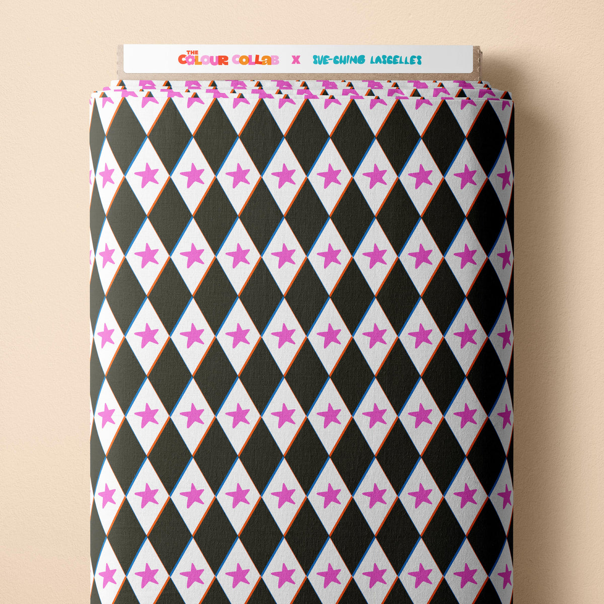 Harlequin (Pink) Preorder Fabric by Sue-Ching Lascelles