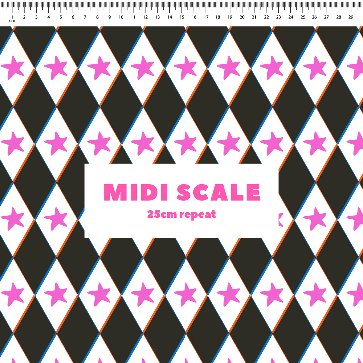 Harlequin (Pink) Preorder Fabric by Sue-Ching Lascelles
