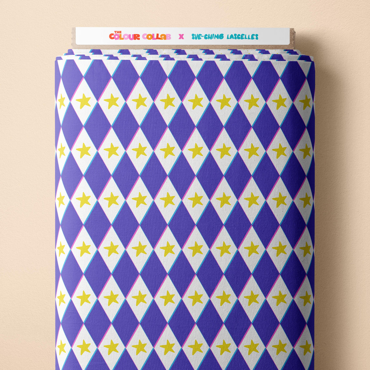 Harlequin (Yellow) Preorder Fabric by Sue-Ching Lascelles