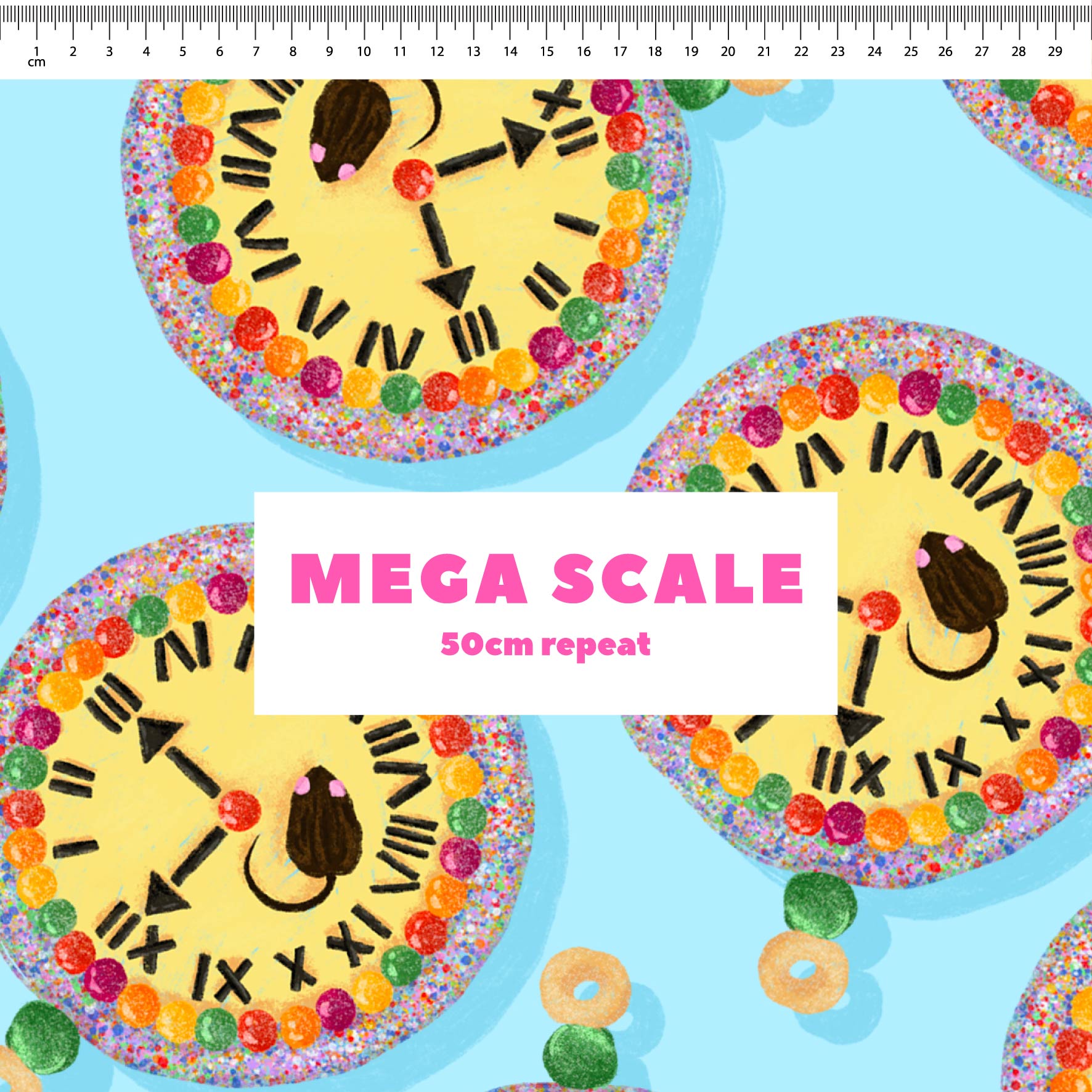 Preorder Fabric: Hickory Dickory Clock (Blue)