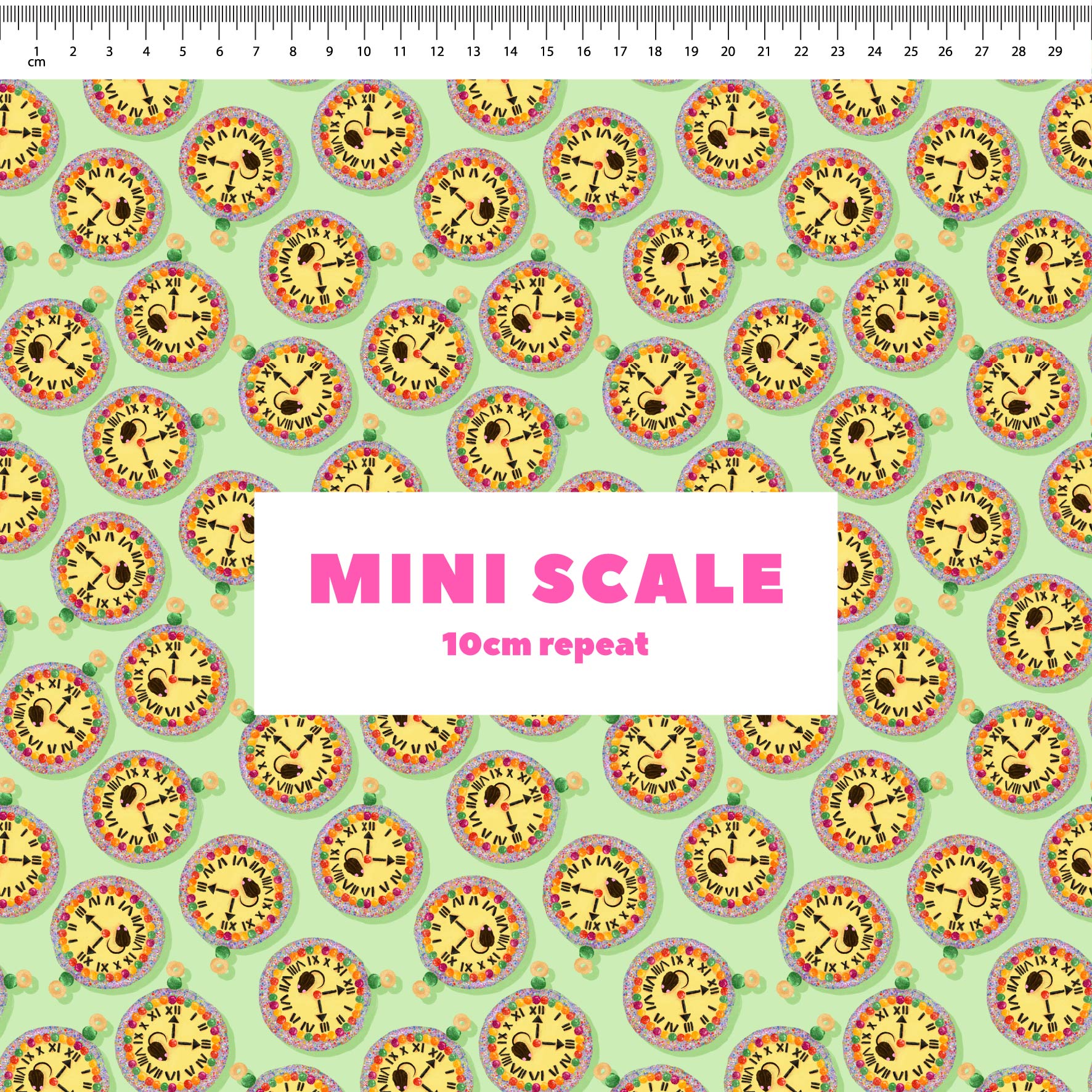 Preorder Fabric: Hickory Dickory Clock (Green)