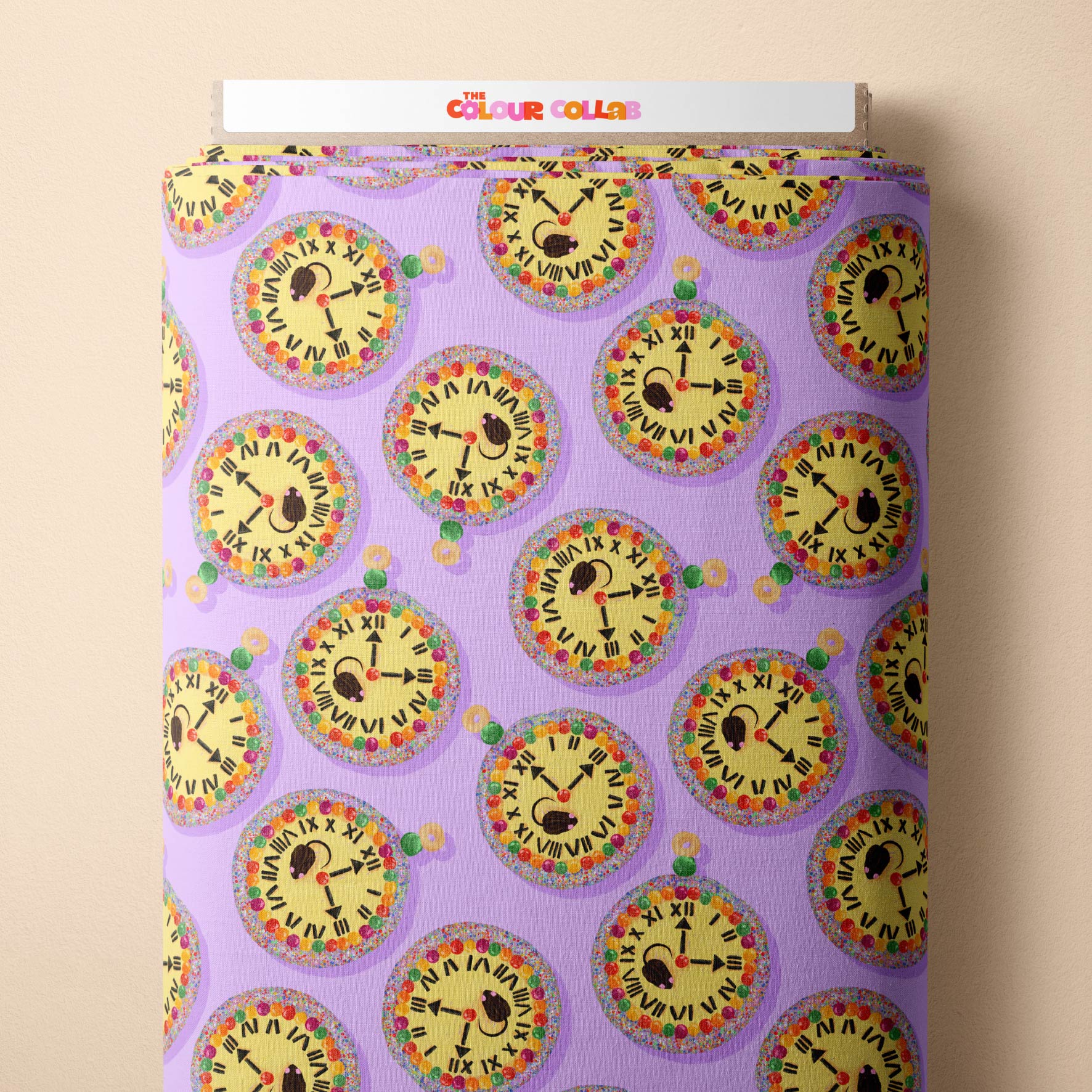 Preorder Fabric: Hickory Dickory Clock (Purple)