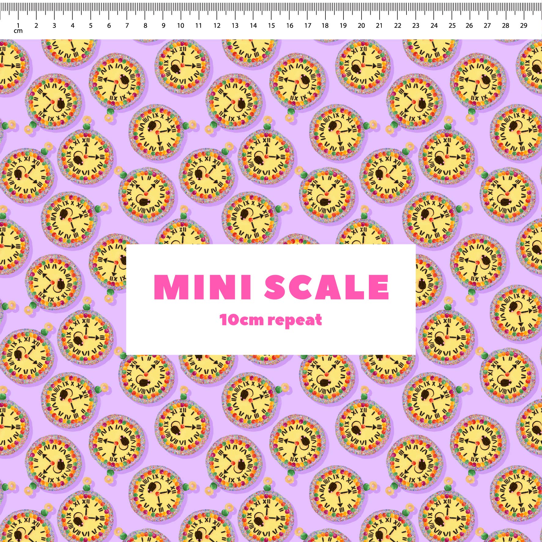 Preorder Fabric: Hickory Dickory Clock (Purple)