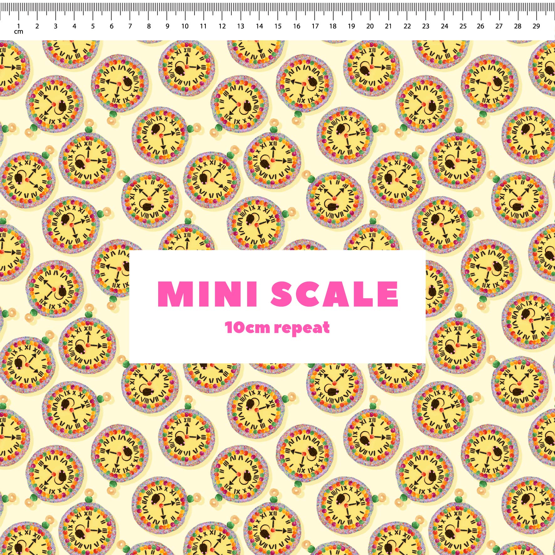 Preorder Fabric: Hickory Dickory Clock (Yellow)