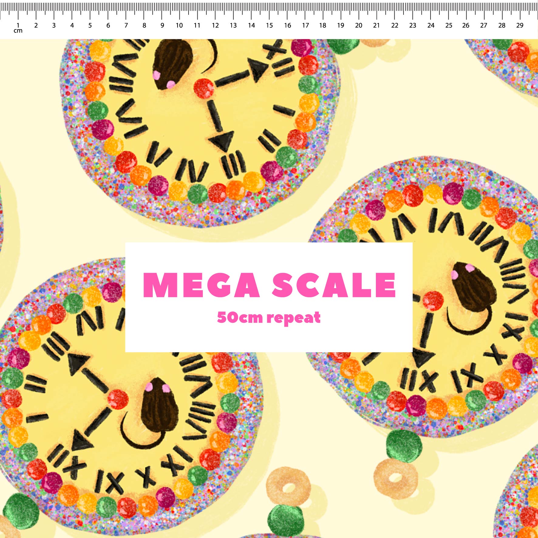 Preorder Fabric: Hickory Dickory Clock (Yellow)