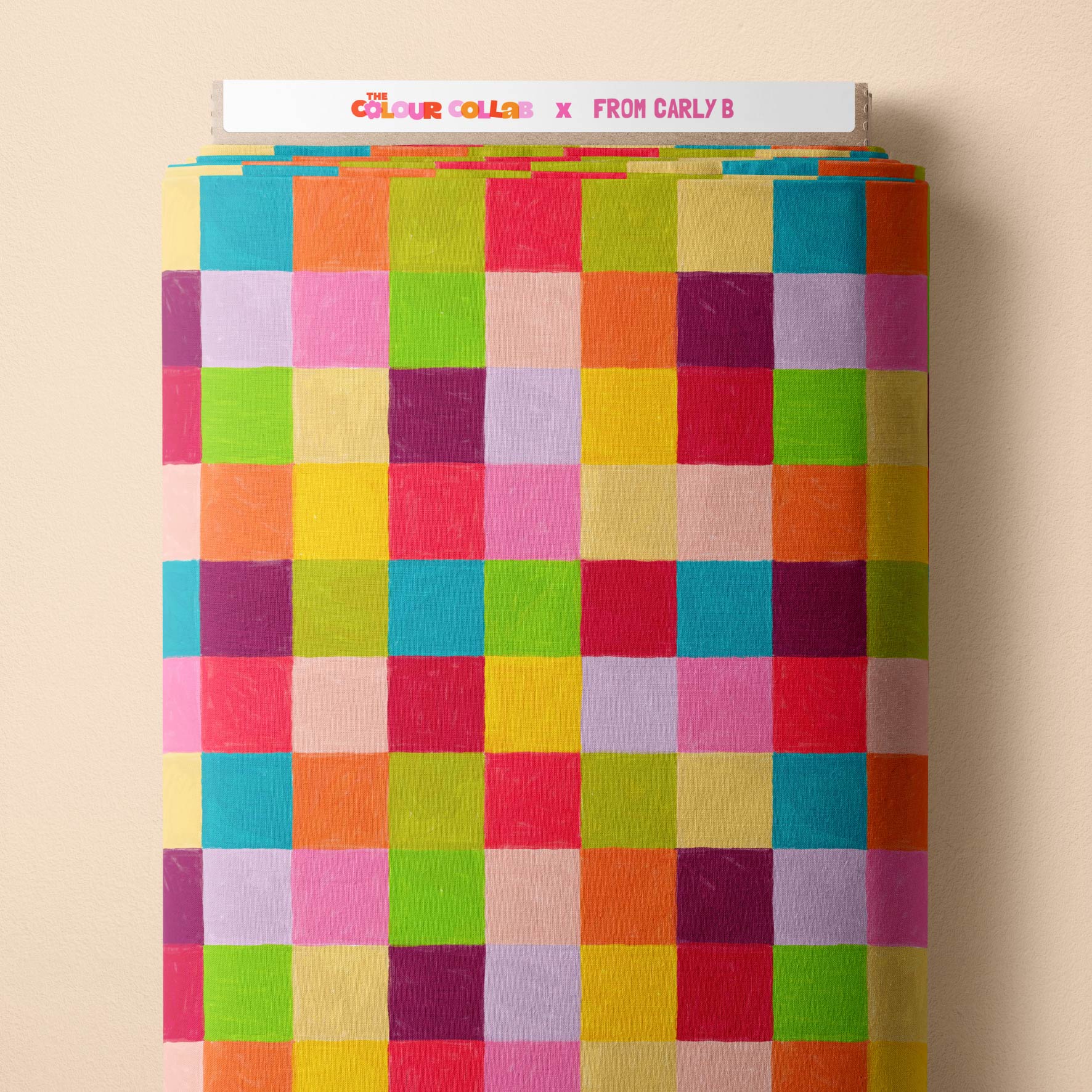 Jelly Bean Jar fabric by Carly B mock up on fabric bolt