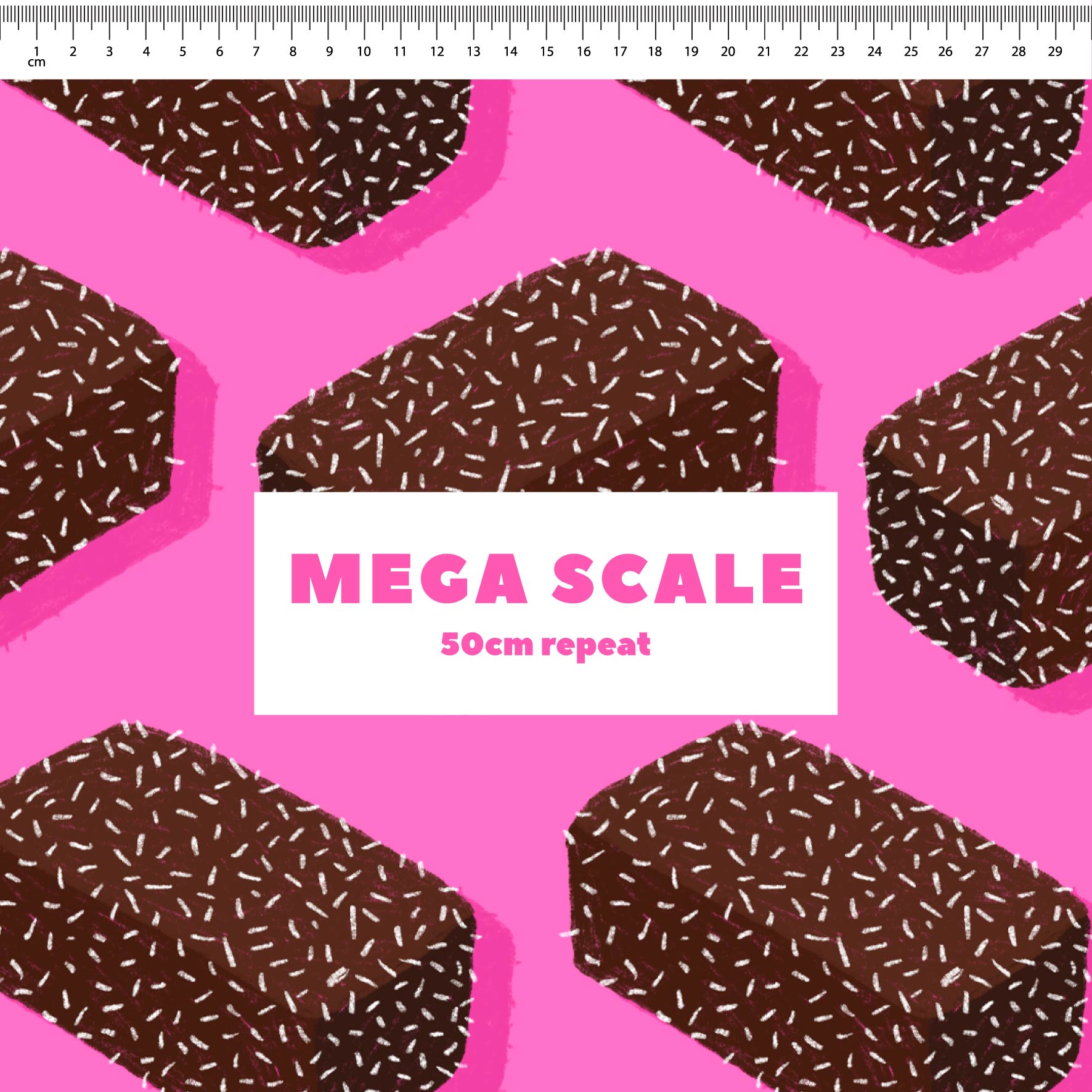 Lamingtons (Pink) fabric print by The Colour Collab in 50cm Mega Scale
