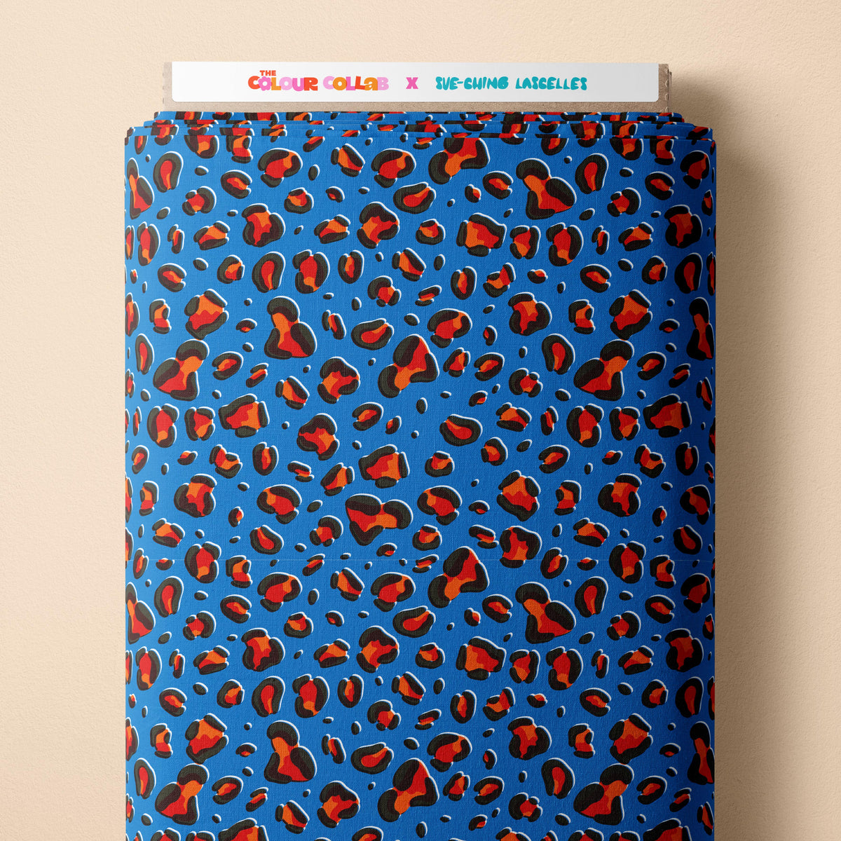 Leopard (Blue) Preorder Fabric by Sue-Ching Lascelles