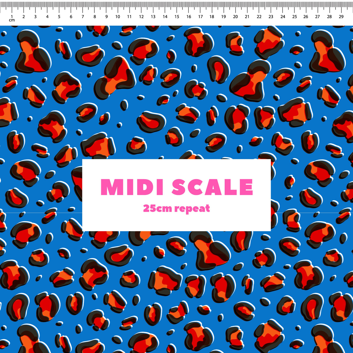 Leopard (Blue) Preorder Fabric by Sue-Ching Lascelles