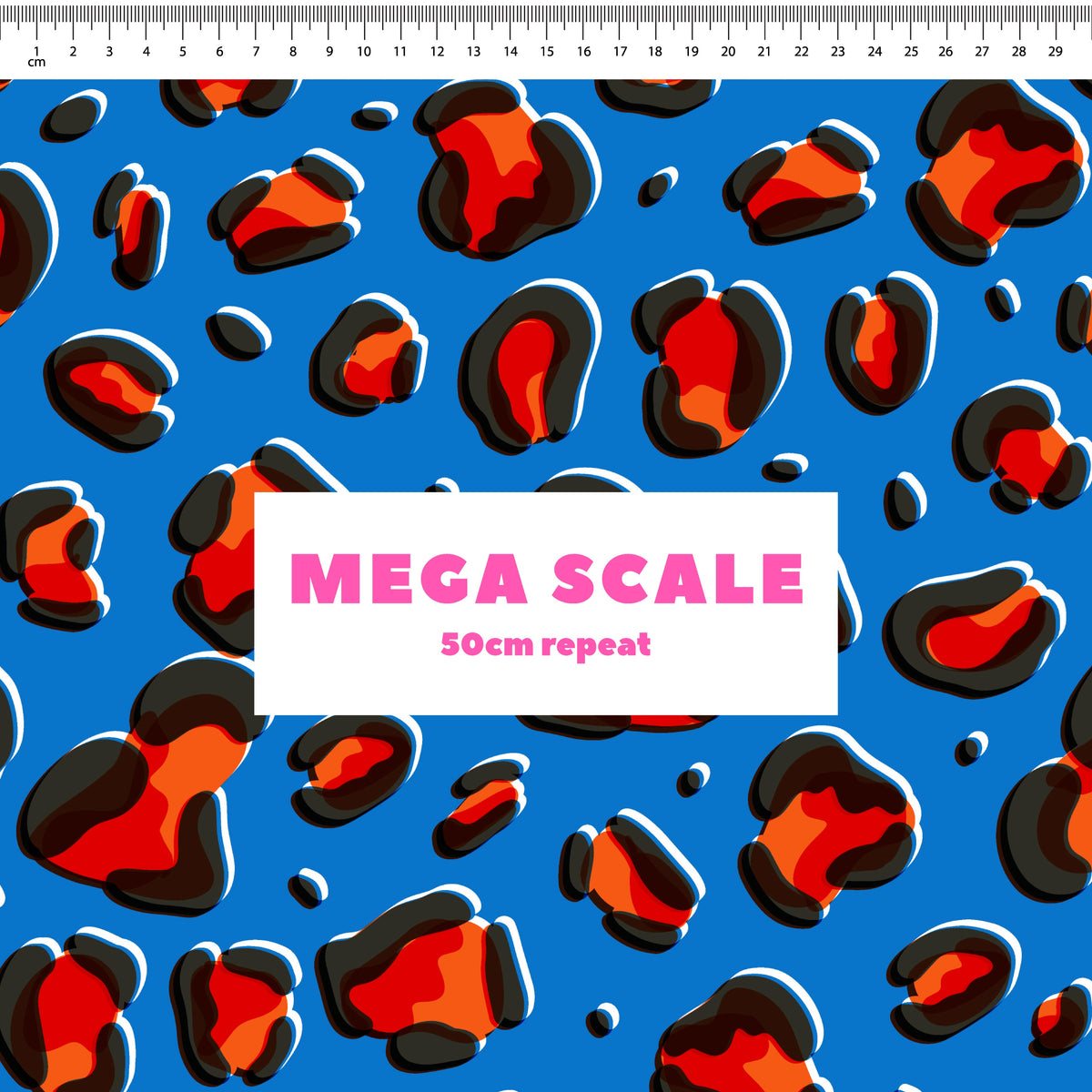 Leopard (Blue) Preorder Fabric by Sue-Ching Lascelles