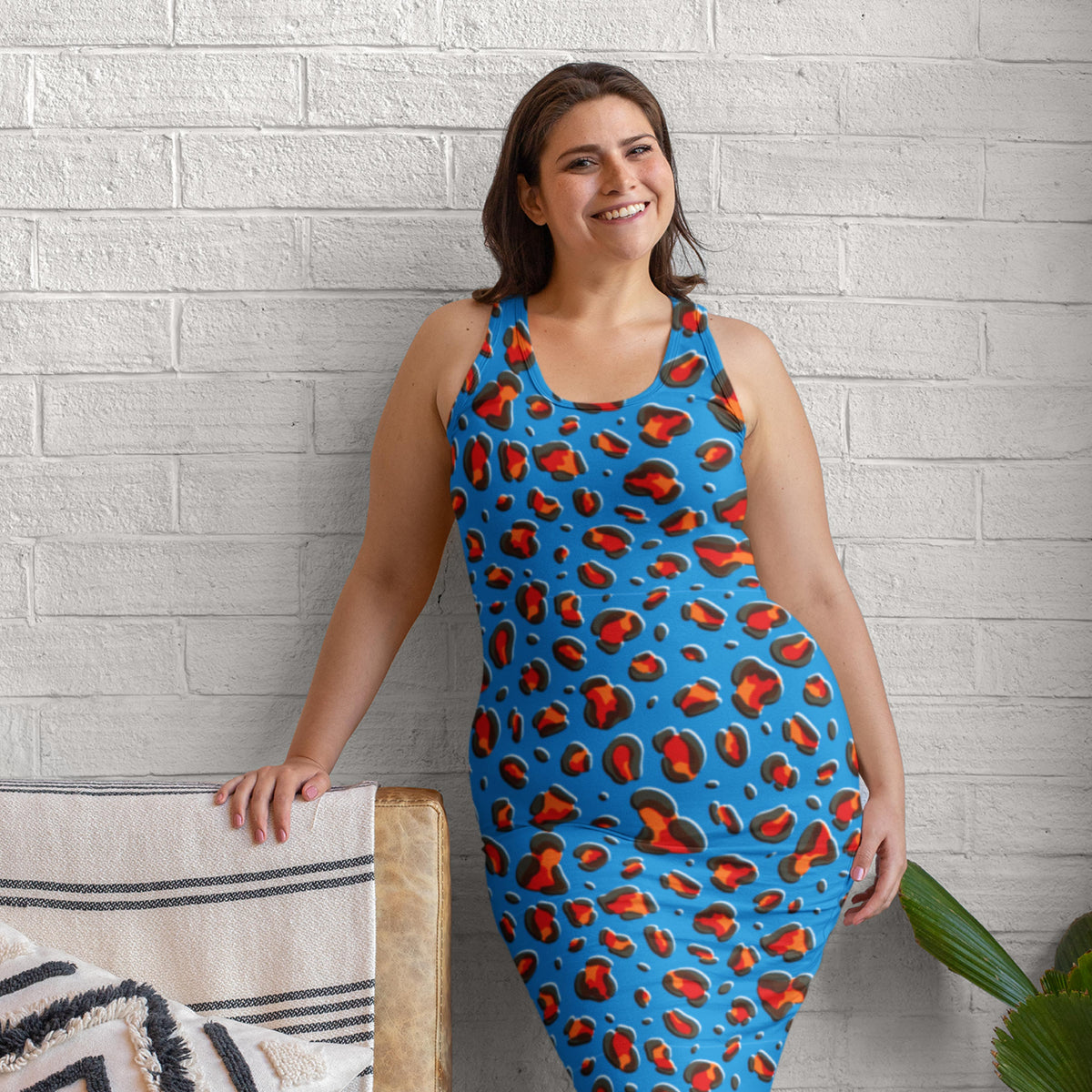Leopard (Blue) Preorder Fabric by Sue-Ching Lascelles