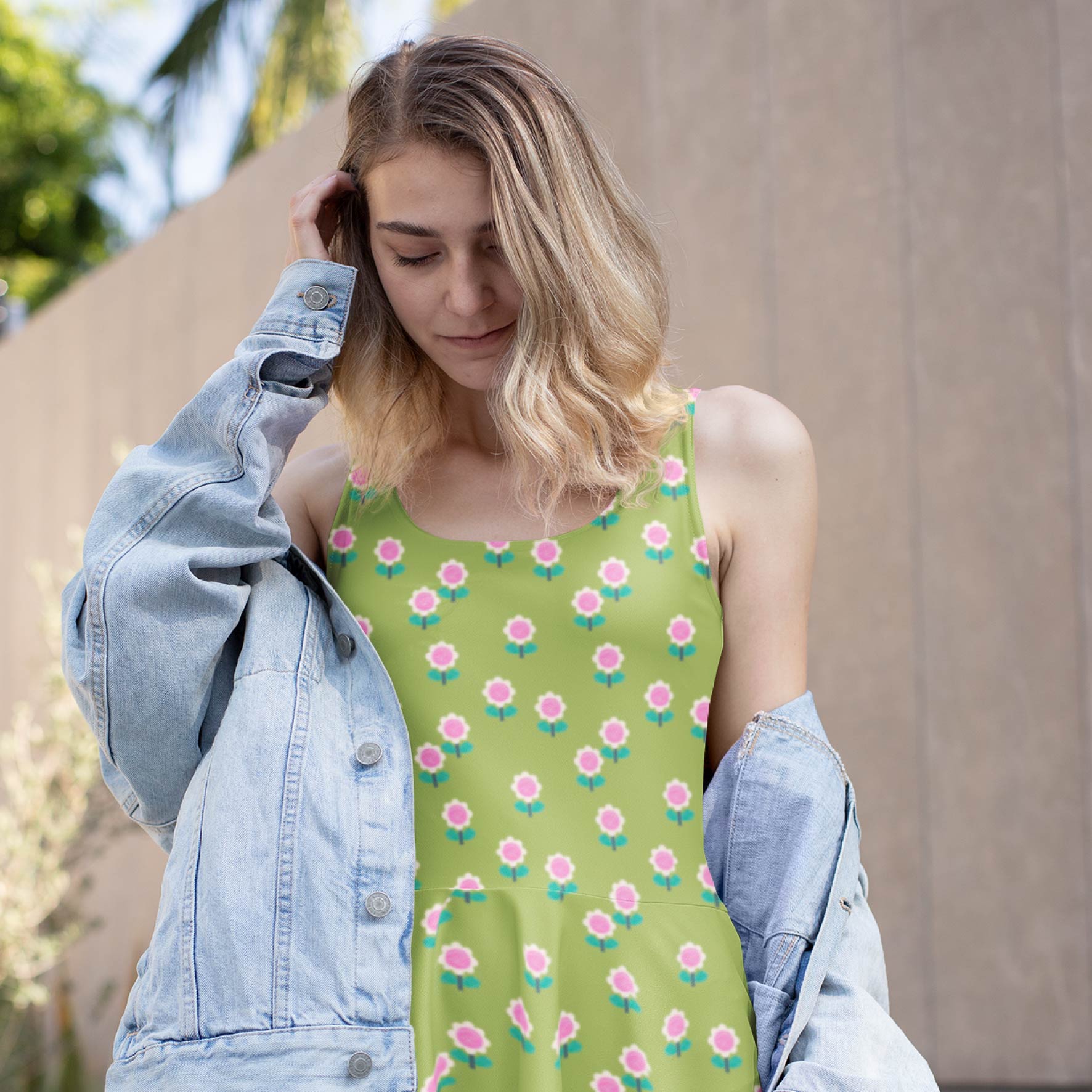 Little Flowers (Lime Green) Preorder Fabric by New Kid Club