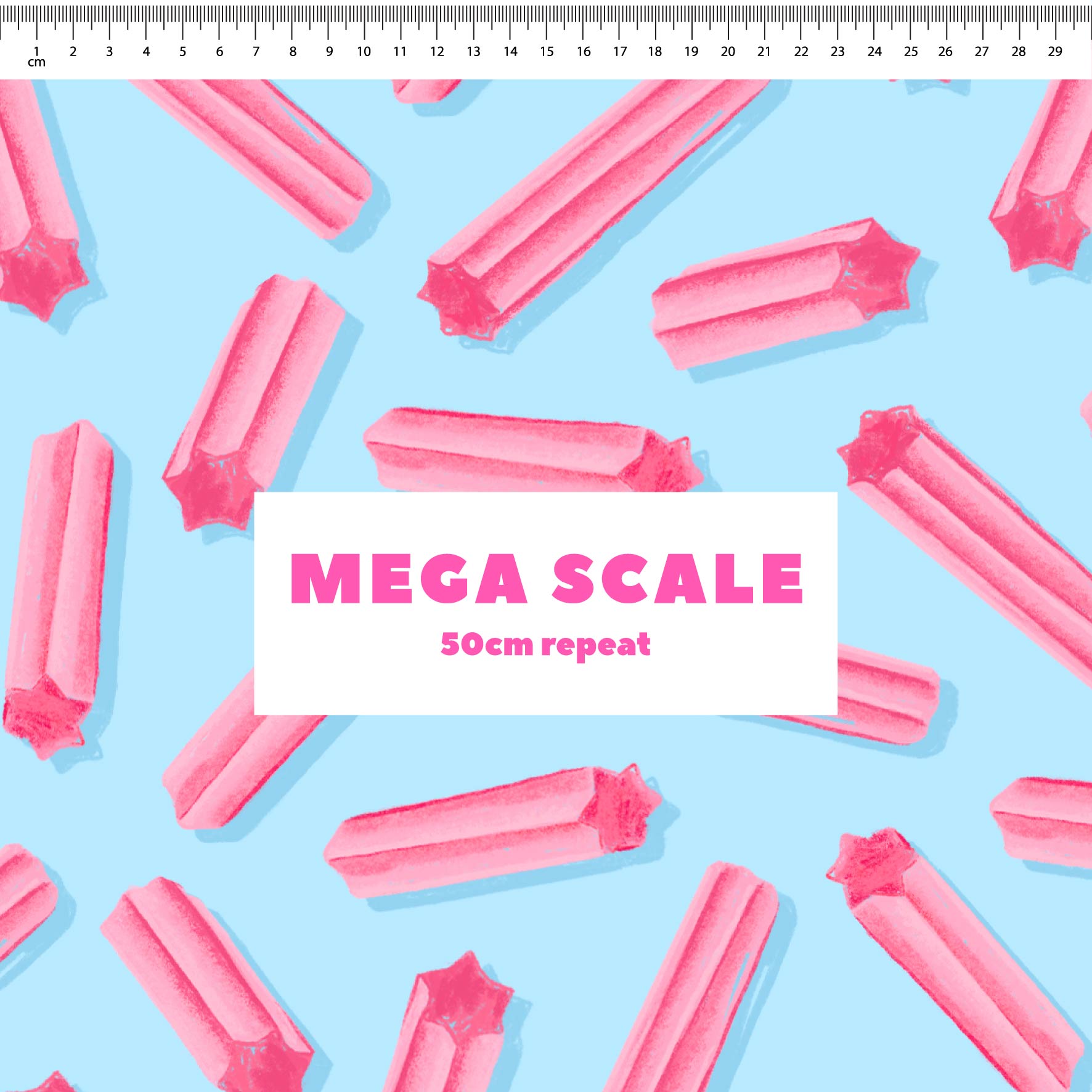 Musk Sticks (Blue) fabric print by The Colour Collab in 50cm Mega Scale