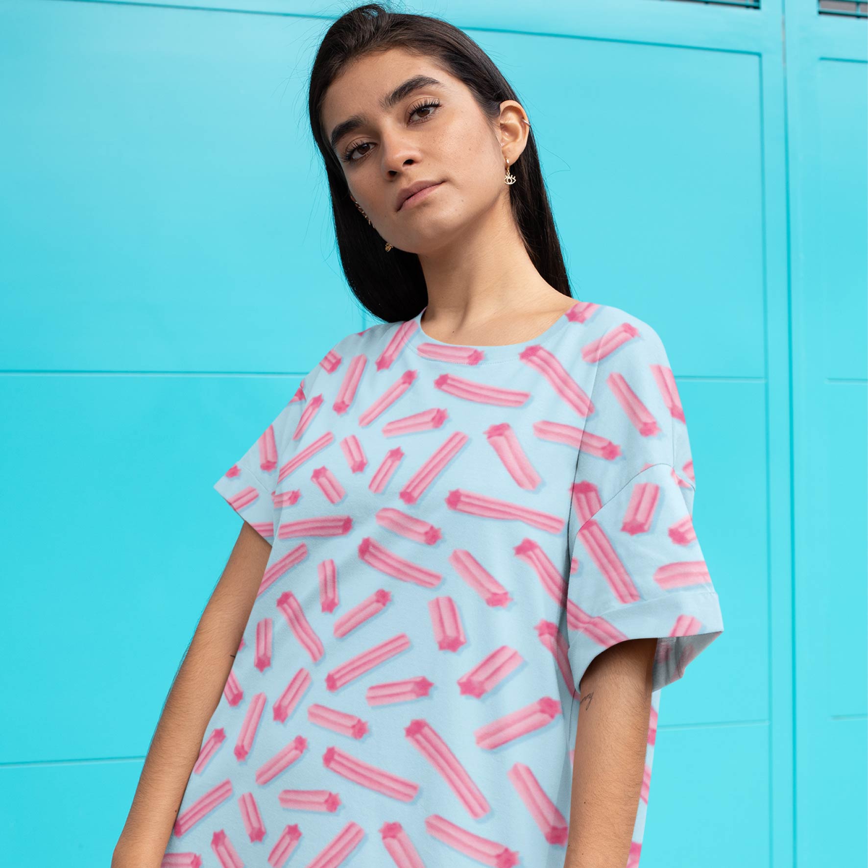 Musk Sticks (Blue) colourful printed fabric by The Colour Collab