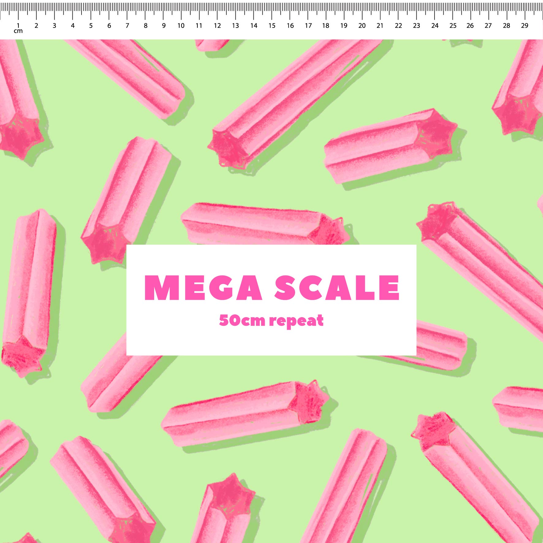 Musk Sticks (Green) fabric print by The Colour Collab in 50cm Mega Scale
