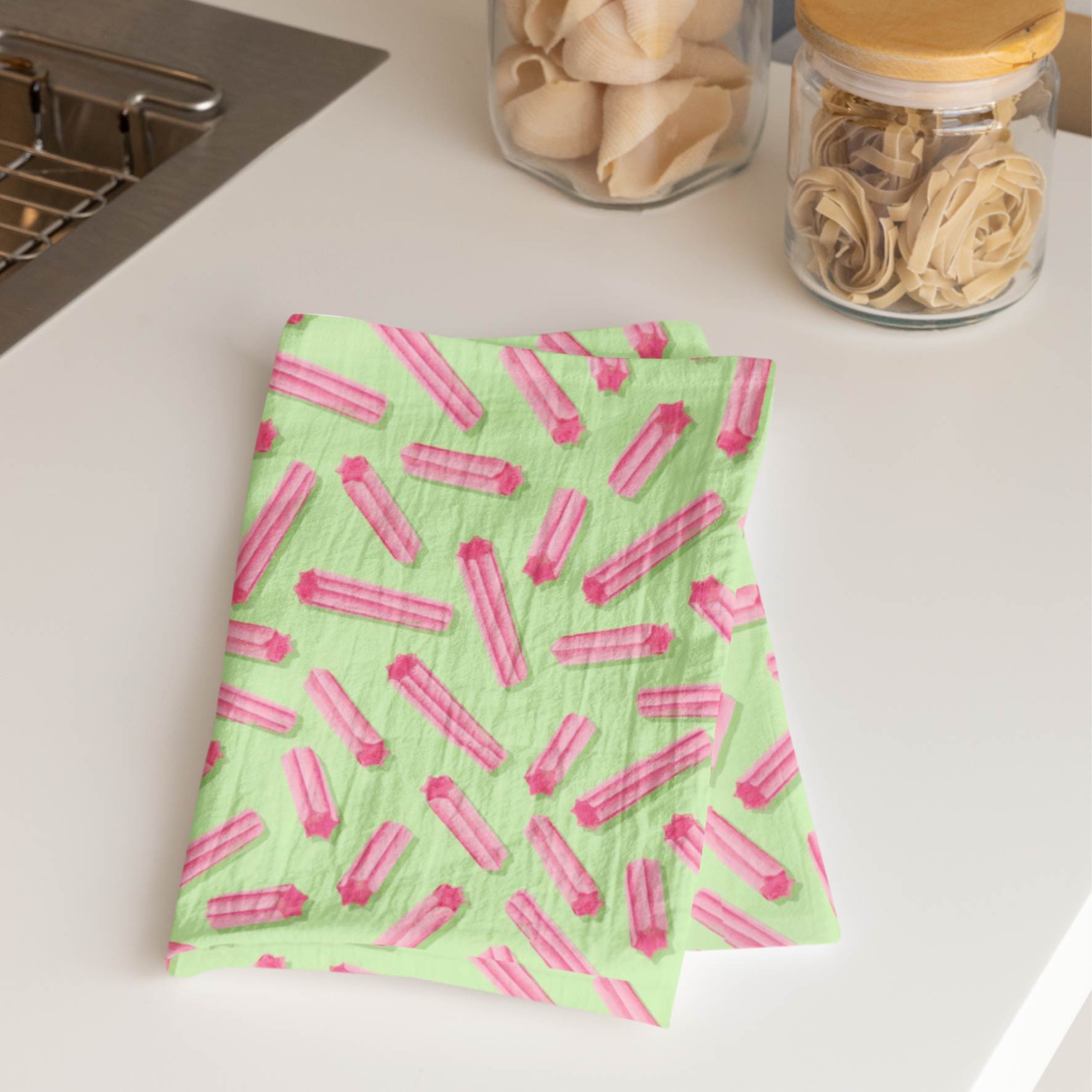 Musk Sticks (Green) colourful printed fabric by The Colour Collab
