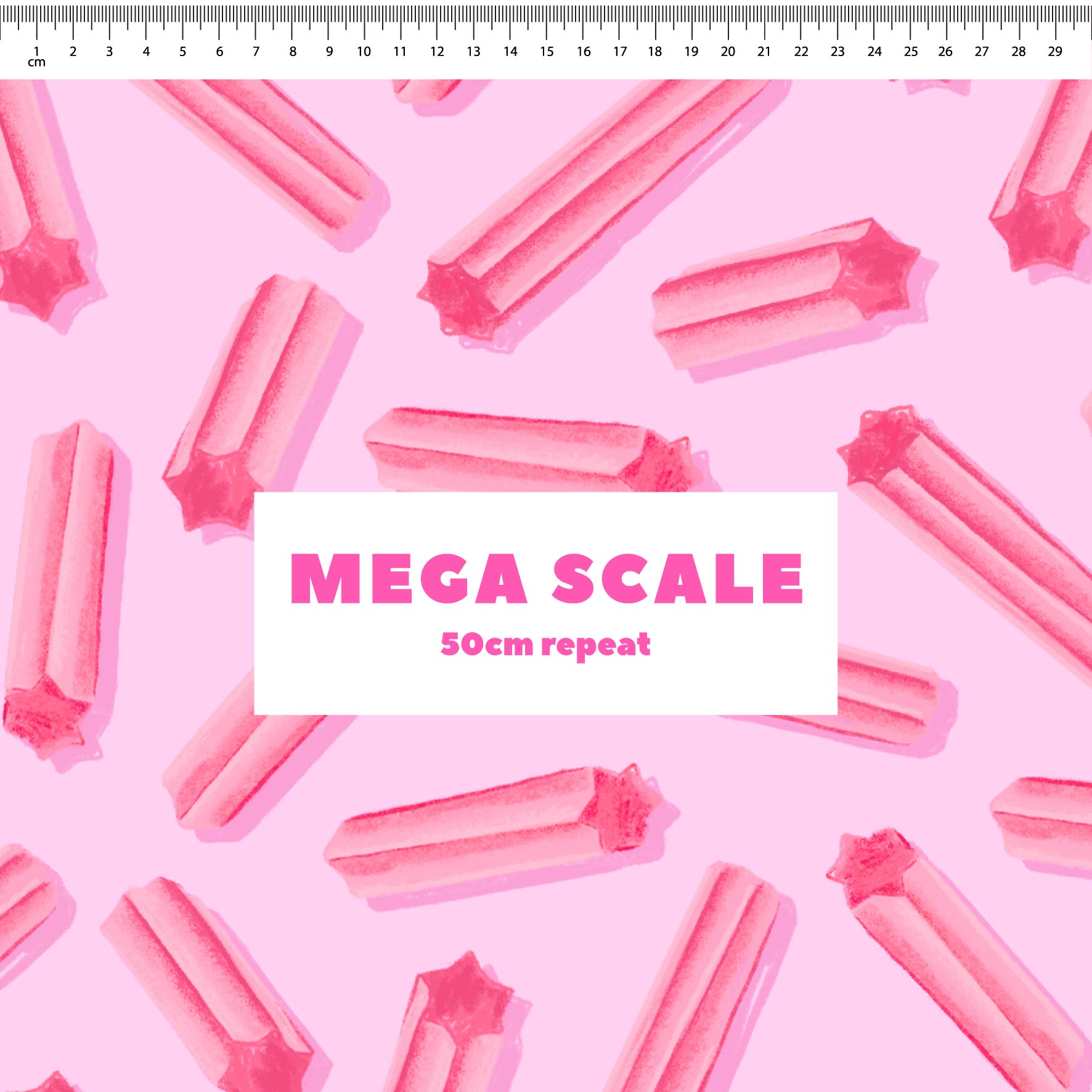 Musk Sticks (Pink) fabric print by The Colour Collab in 50cm Mega Scale