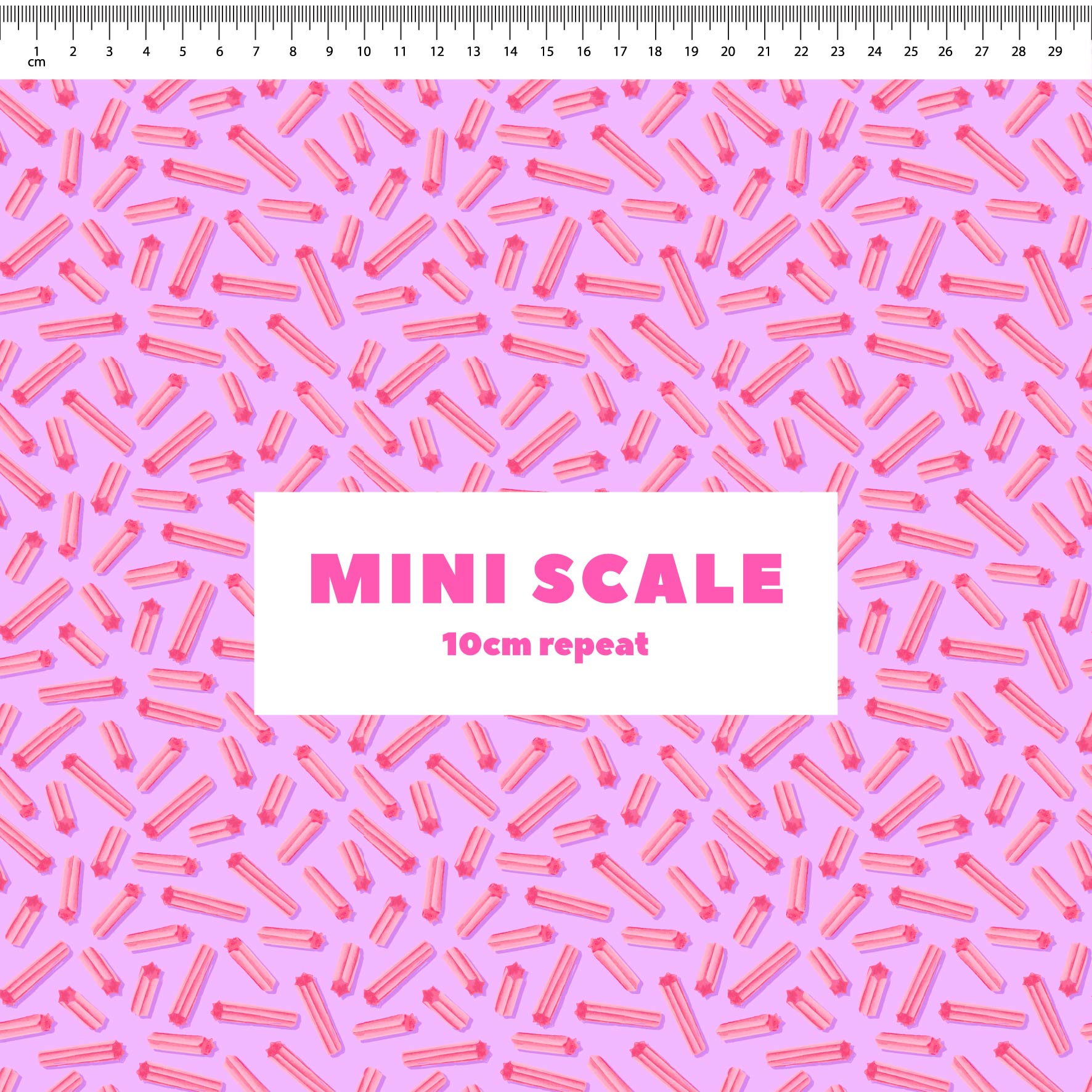 Musk Sticks (Purple) printed cotton fabric by The Colour Collab in 10cm Mini Scale
