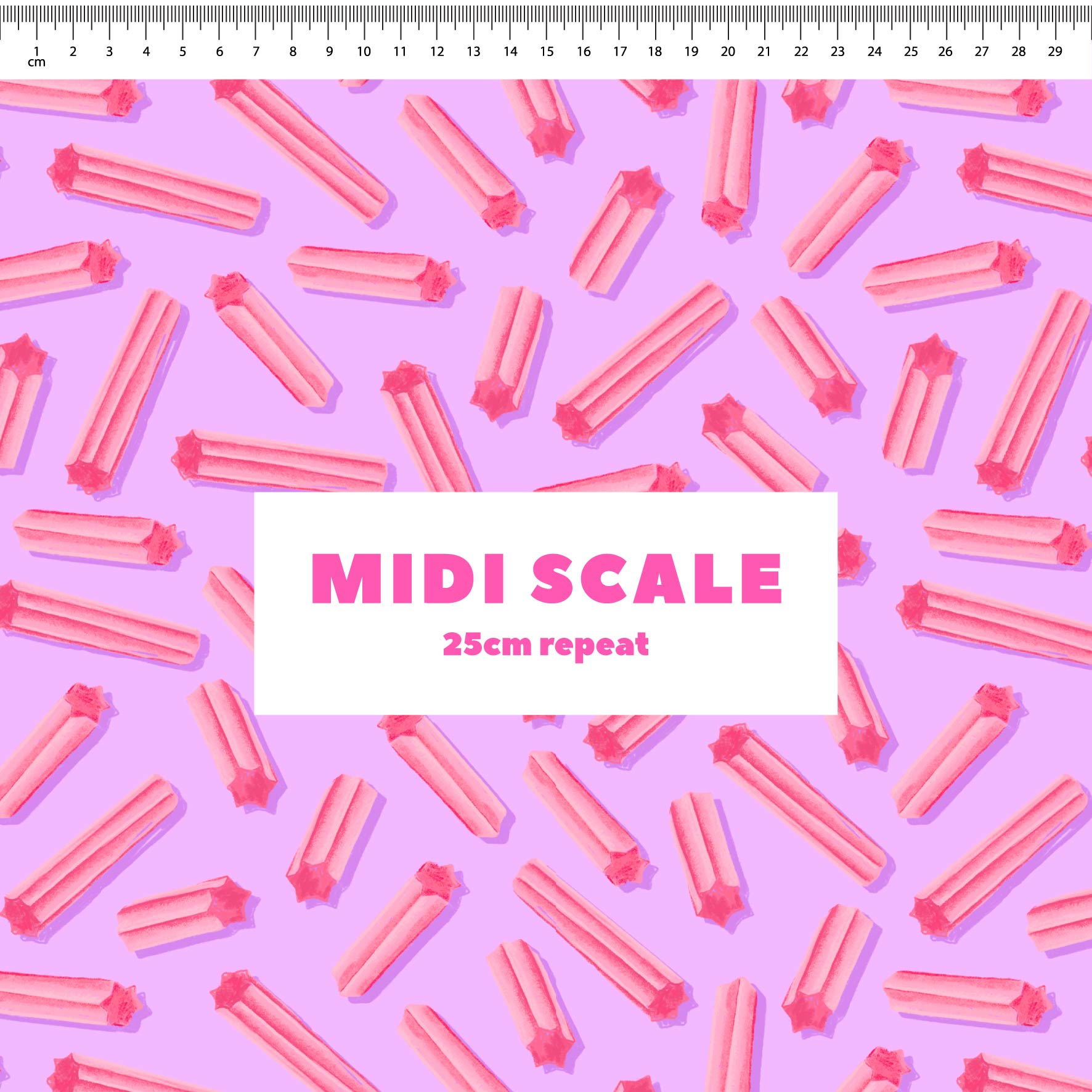 Musk Sticks (Purple) fabric design by The Colour Collab in 25cm Midi Scale