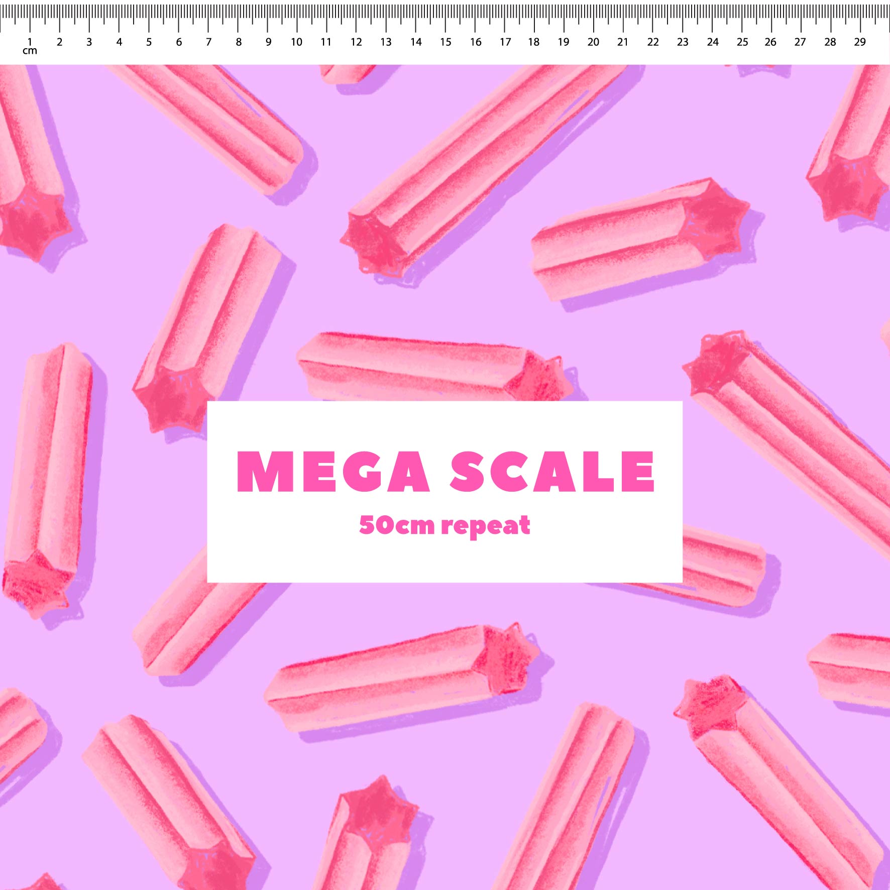 Musk Sticks (Purple) fabric print by The Colour Collab in 50cm Mega Scale
