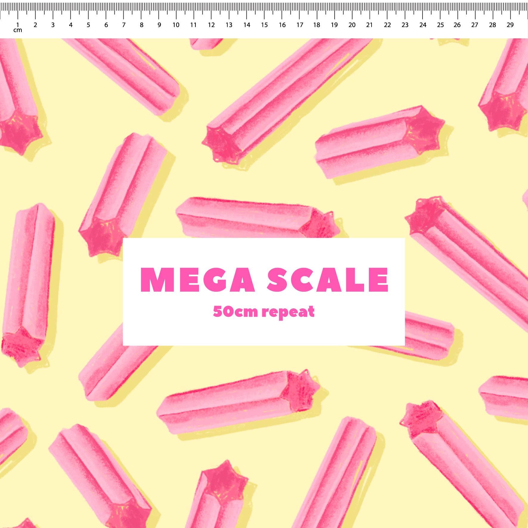 Musk Sticks (Yellow) fabric print by The Colour Collab in 50cm Mega Scale