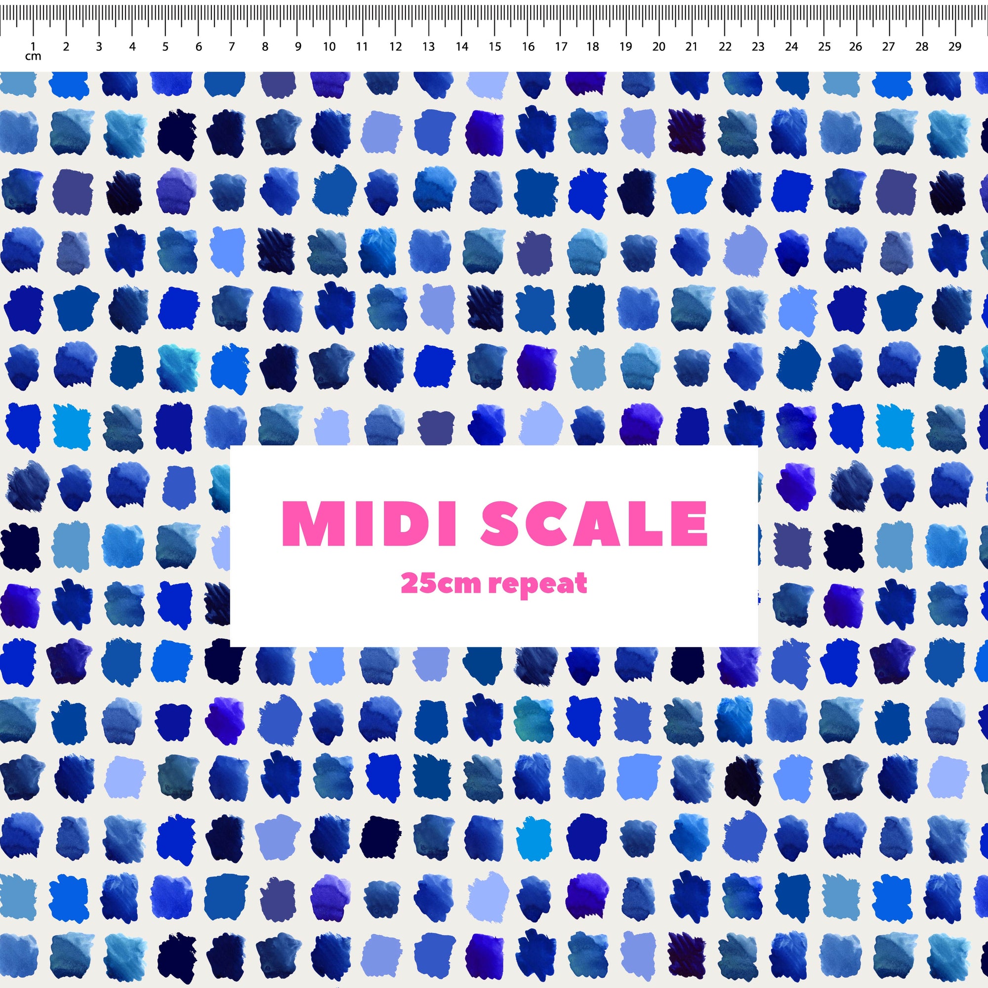 Paint Pallet (Blue) fabric design by Rachel Parker in 25cm Midi Scale