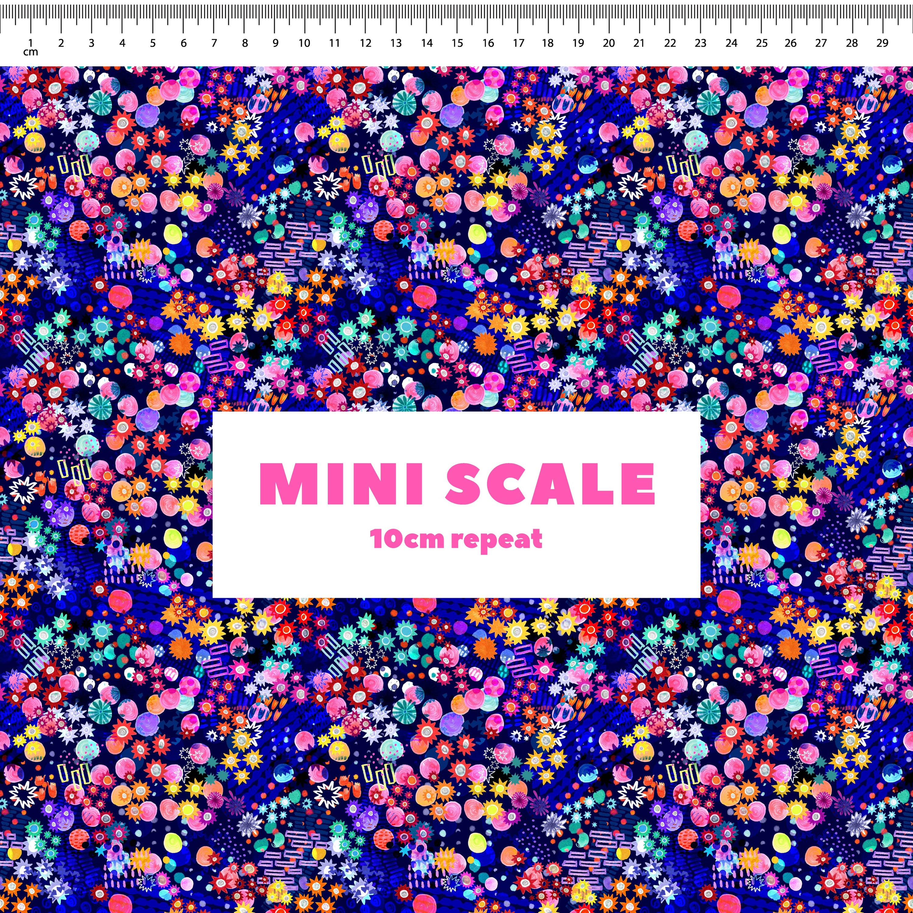 Paintbox (Navy) printed cotton fabric by Rachel Parker in 10cm Mini Scale