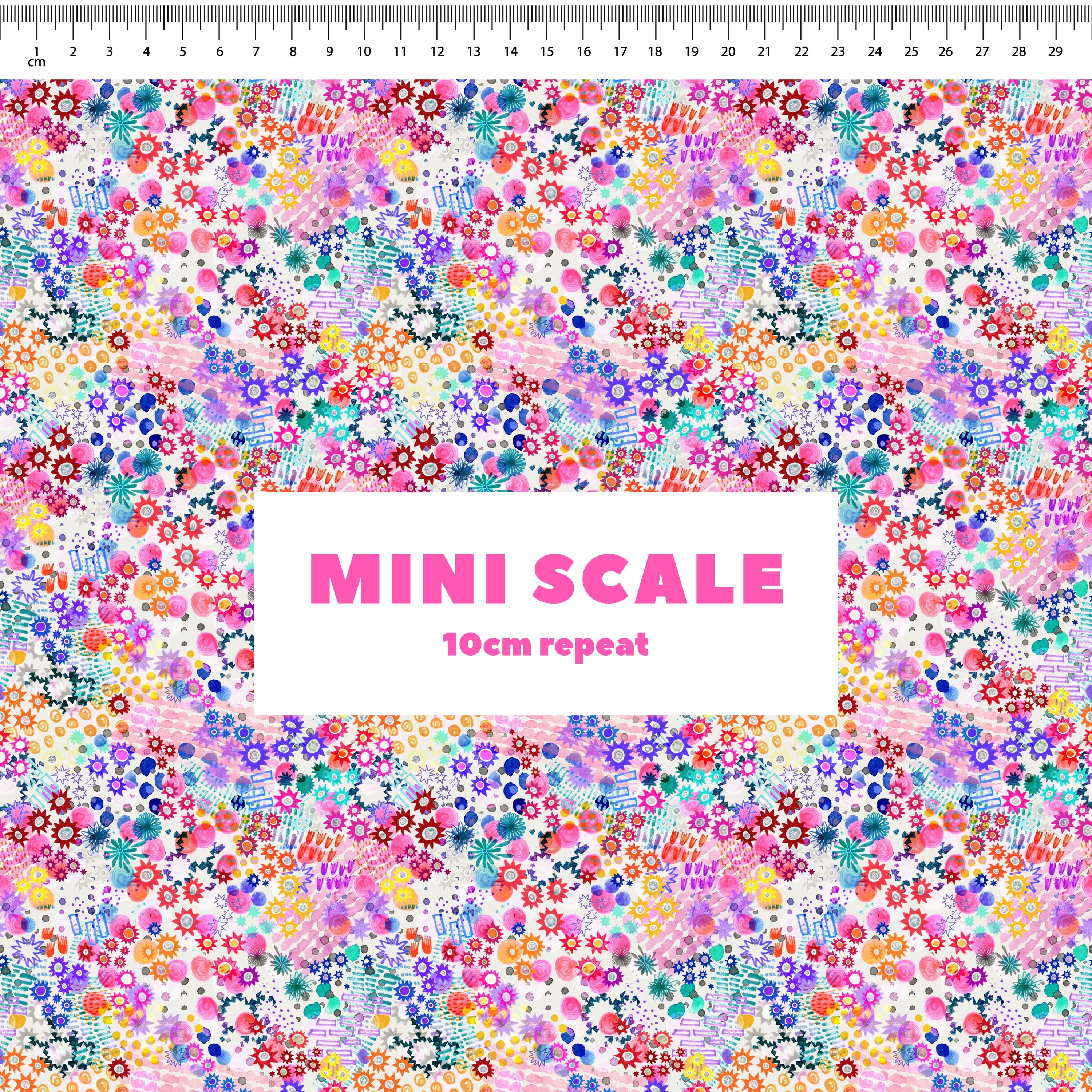 Paintbox (White) printed cotton fabric by Rachel Parker in 10cm Mini Scale