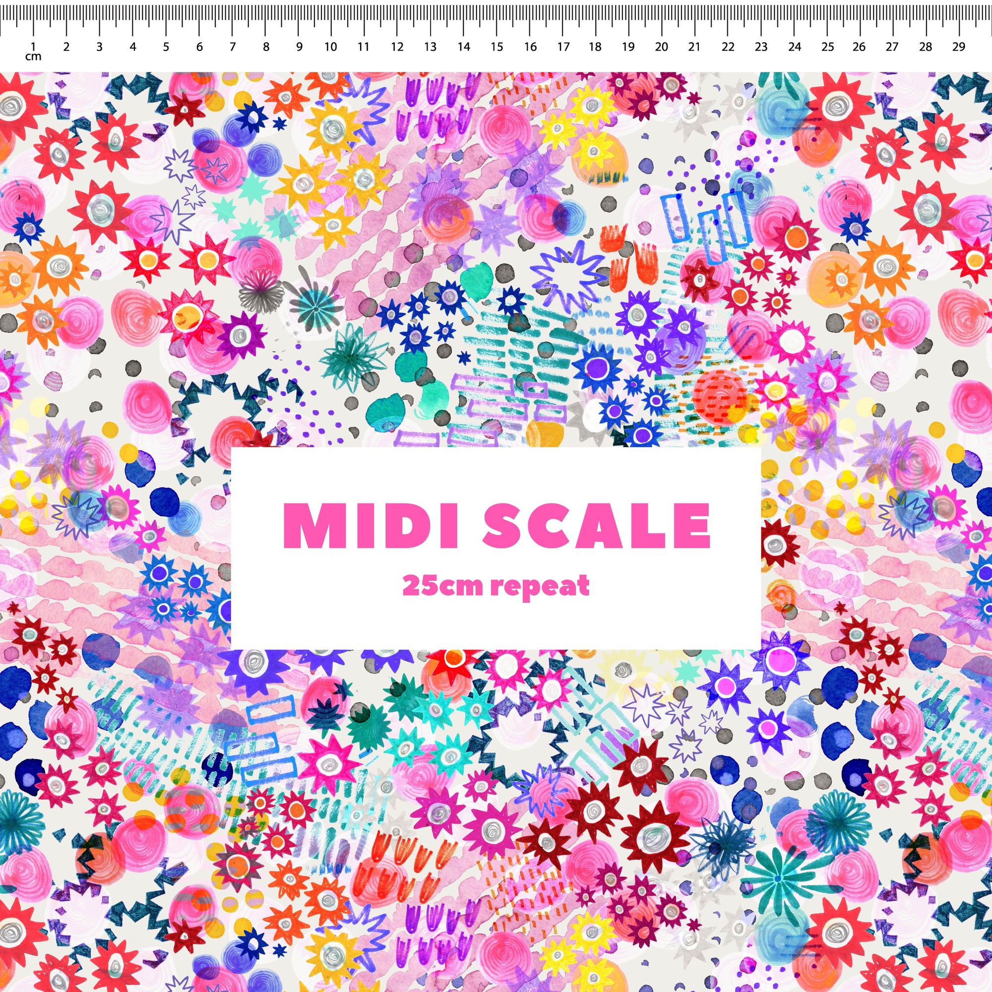 Paintbox (White) fabric design by Rachel Parker in 25cm Midi Scale