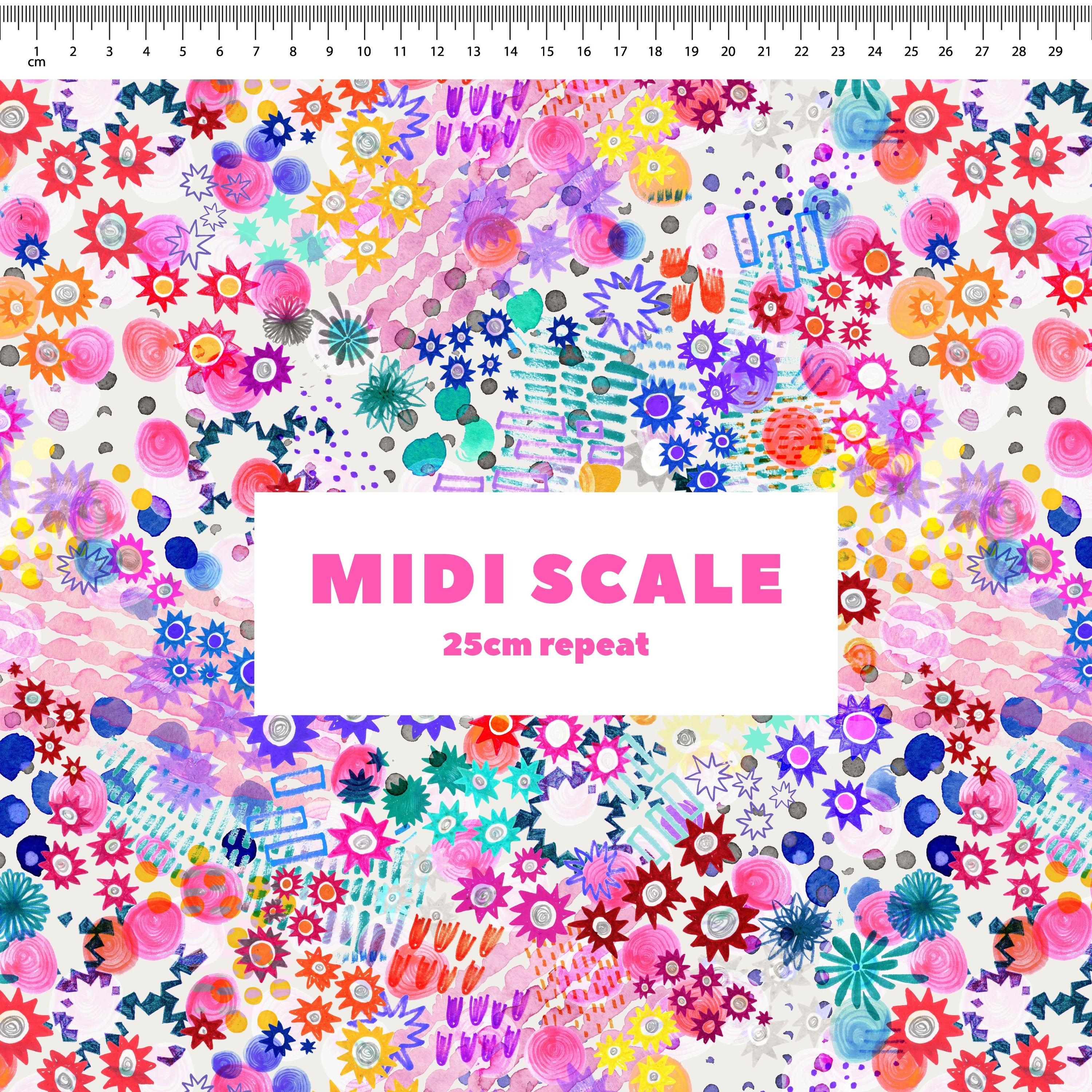 Paintbox (White) fabric design by Rachel Parker in 25cm Midi Scale