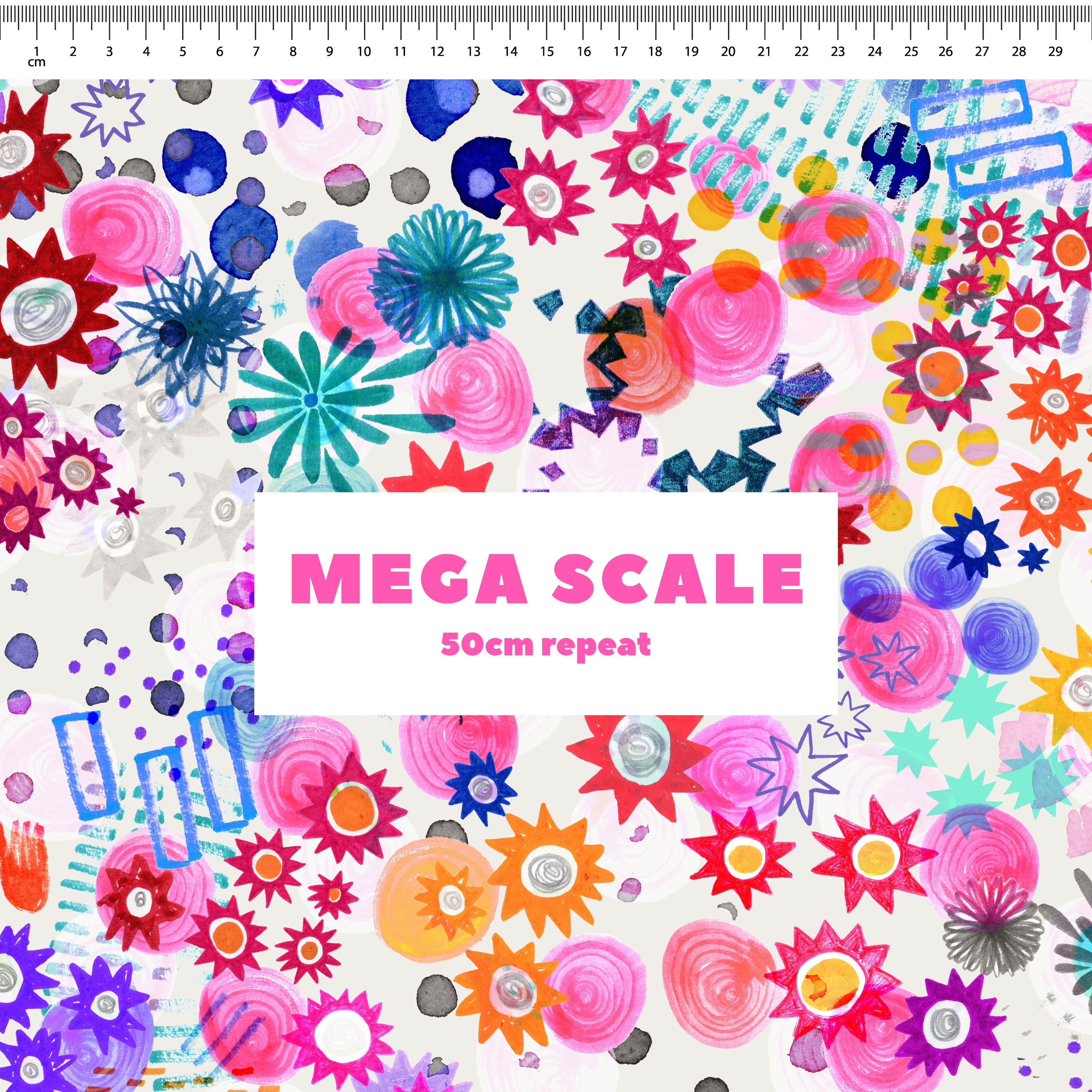 Paintbox (White) fabric print by Rachel Parker in 50cm Mega Scale