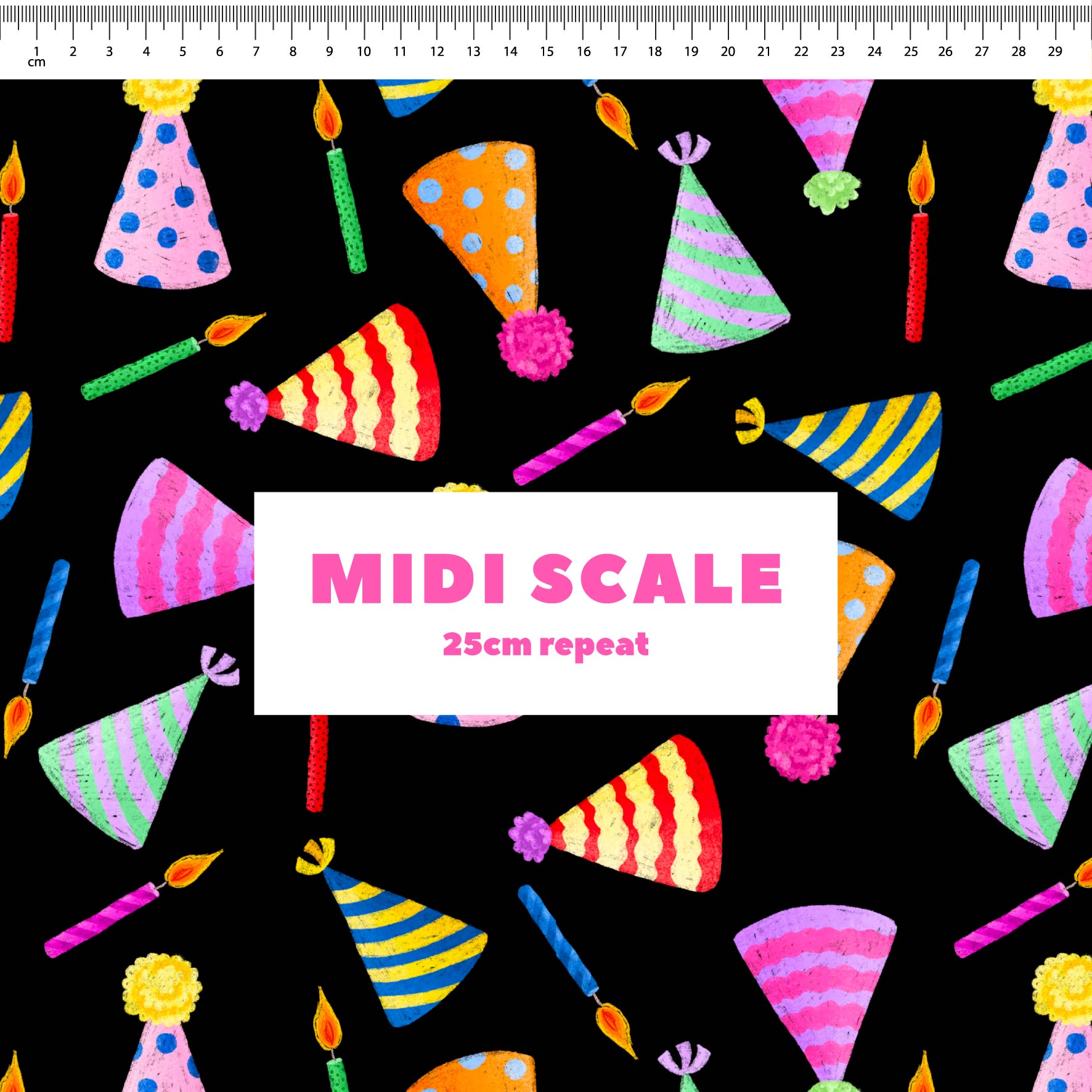 Preorder Fabric: Party Time (Black)