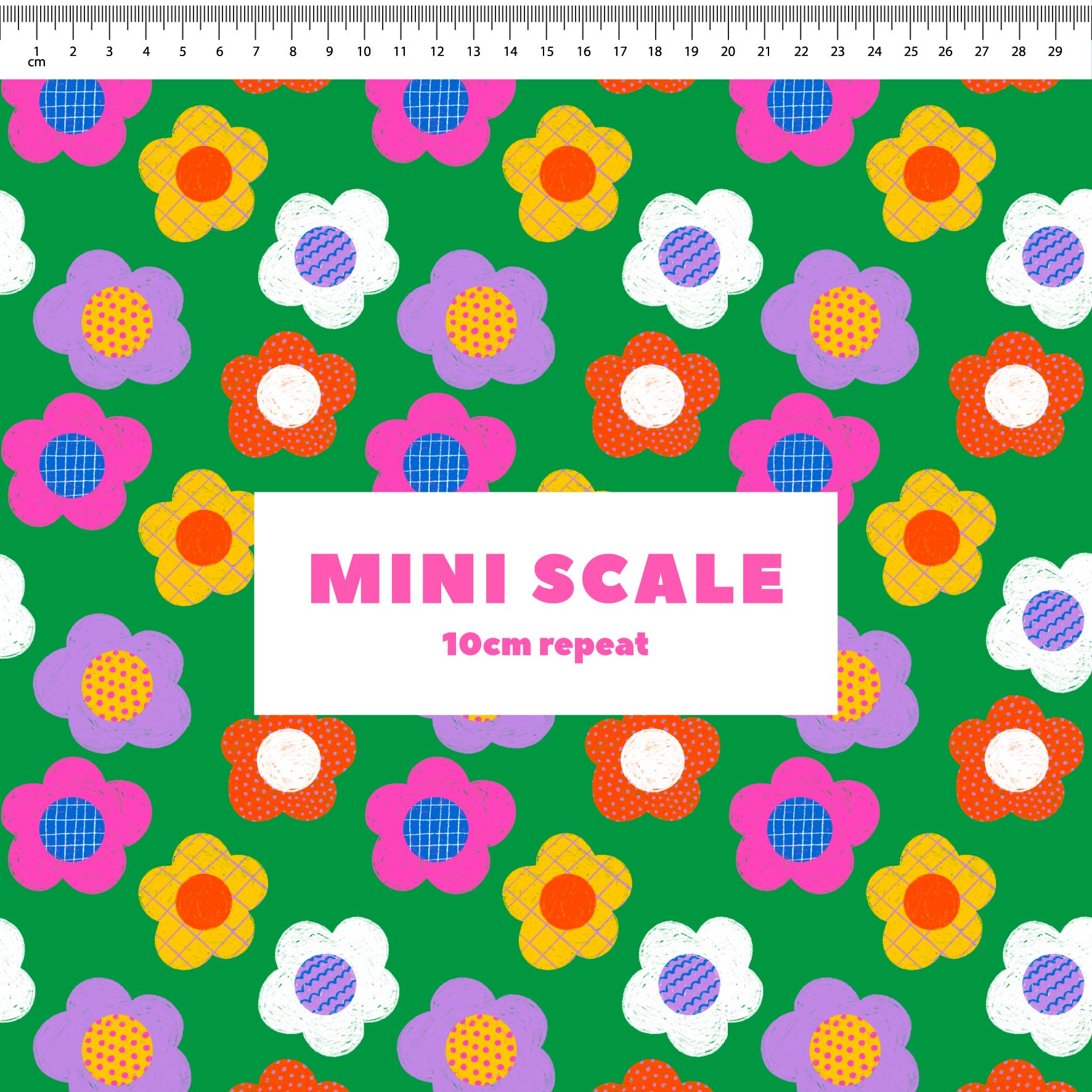 Patterned Florals - 2m - Cotton Woven - Mini Scale