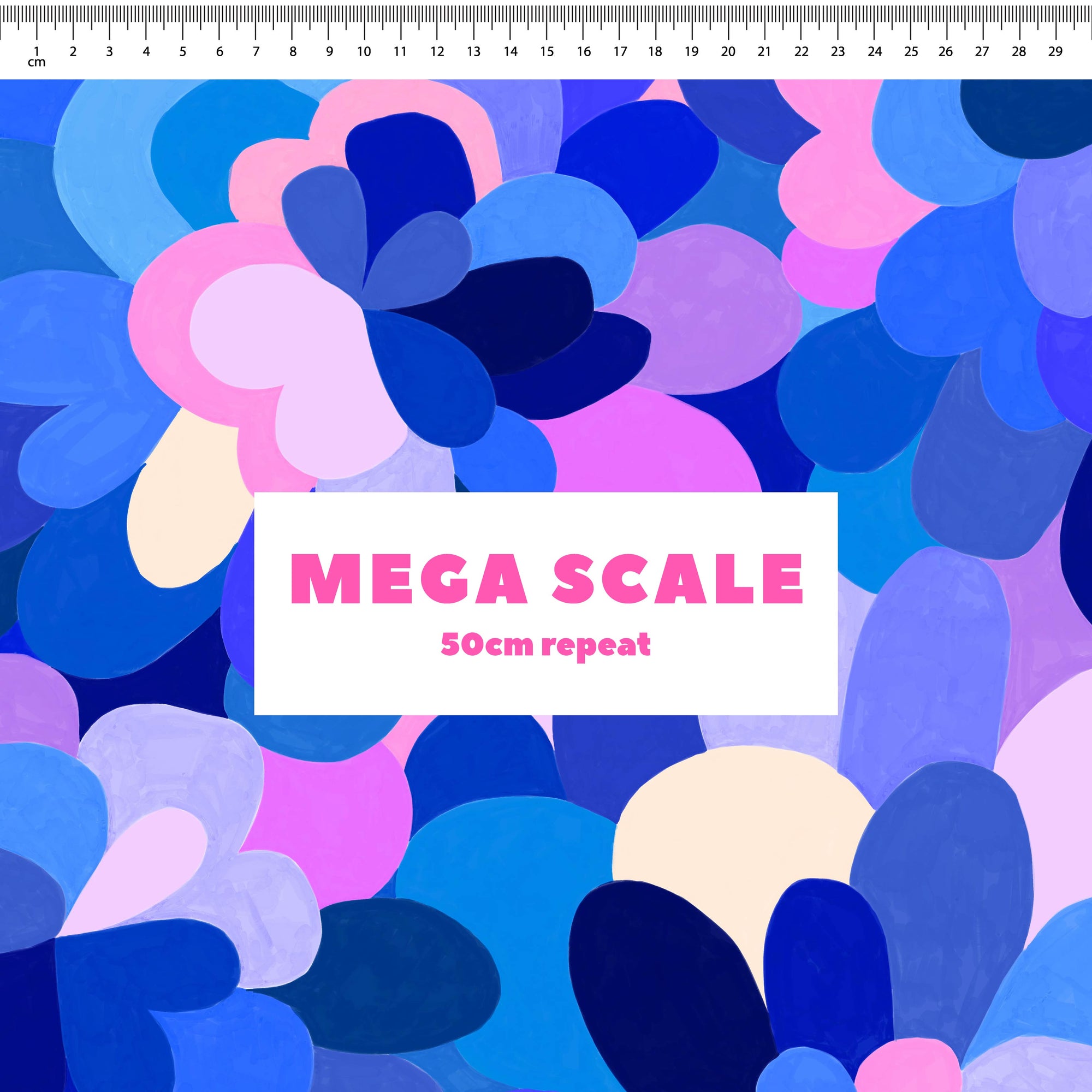 Petal Pallet (Blue) fabric print by Rachel Parker in 50cm Mega Scale