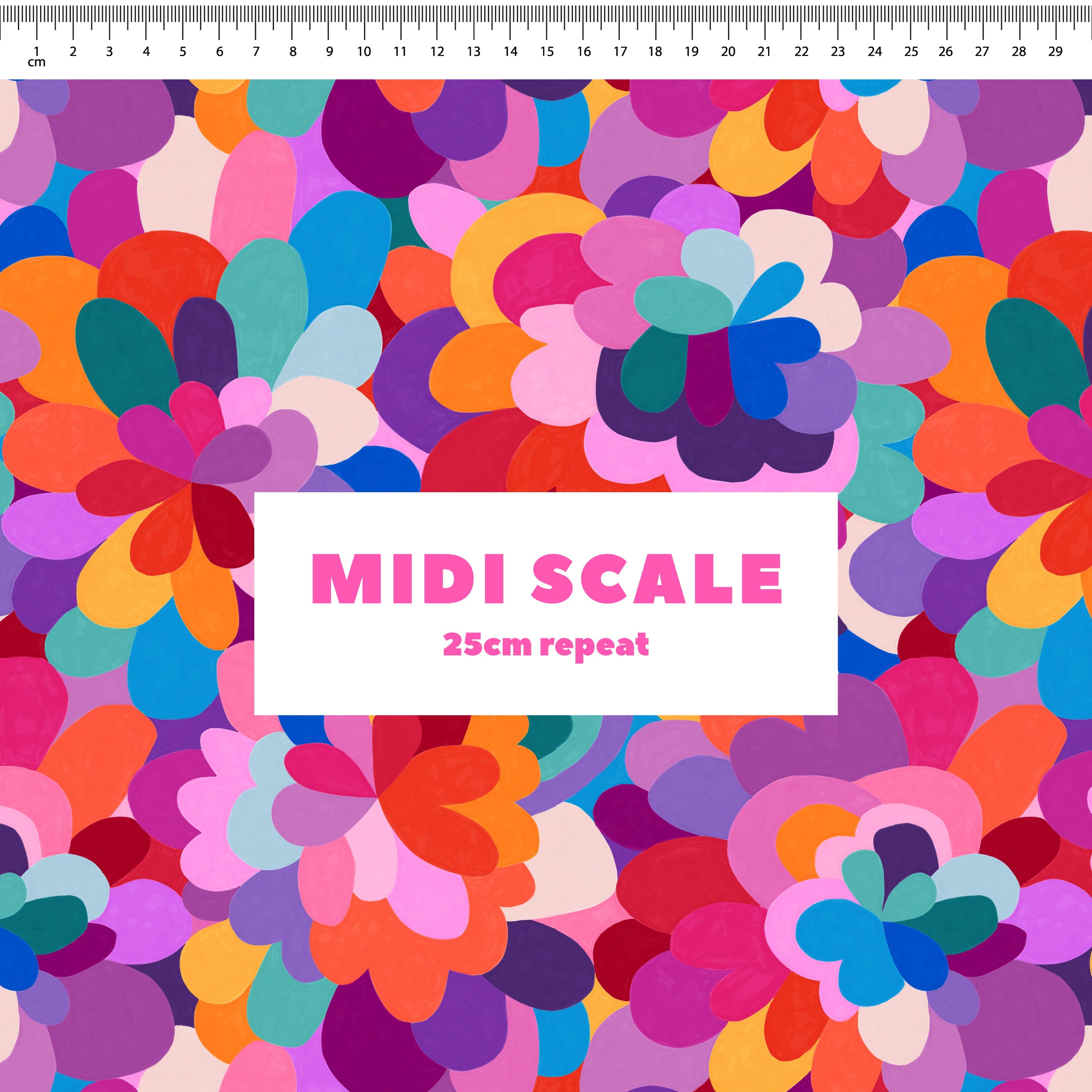 Petal Pallet (Multi) fabric design by Rachel Parker in 25cm Midi Scale