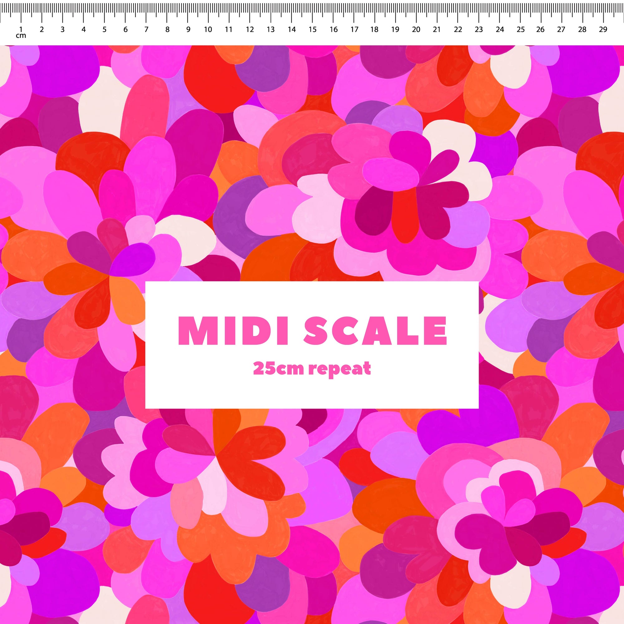 Petal Pallet (Pink) fabric design by Rachel Parker in 25cm Midi Scale