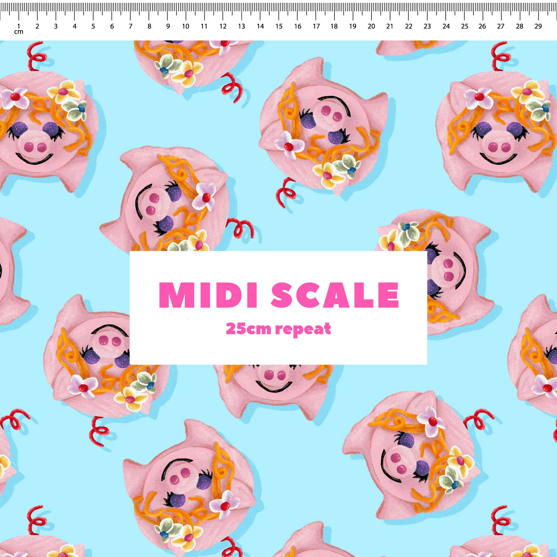 Preorder Fabric: Little Piggy Cake (Blue)