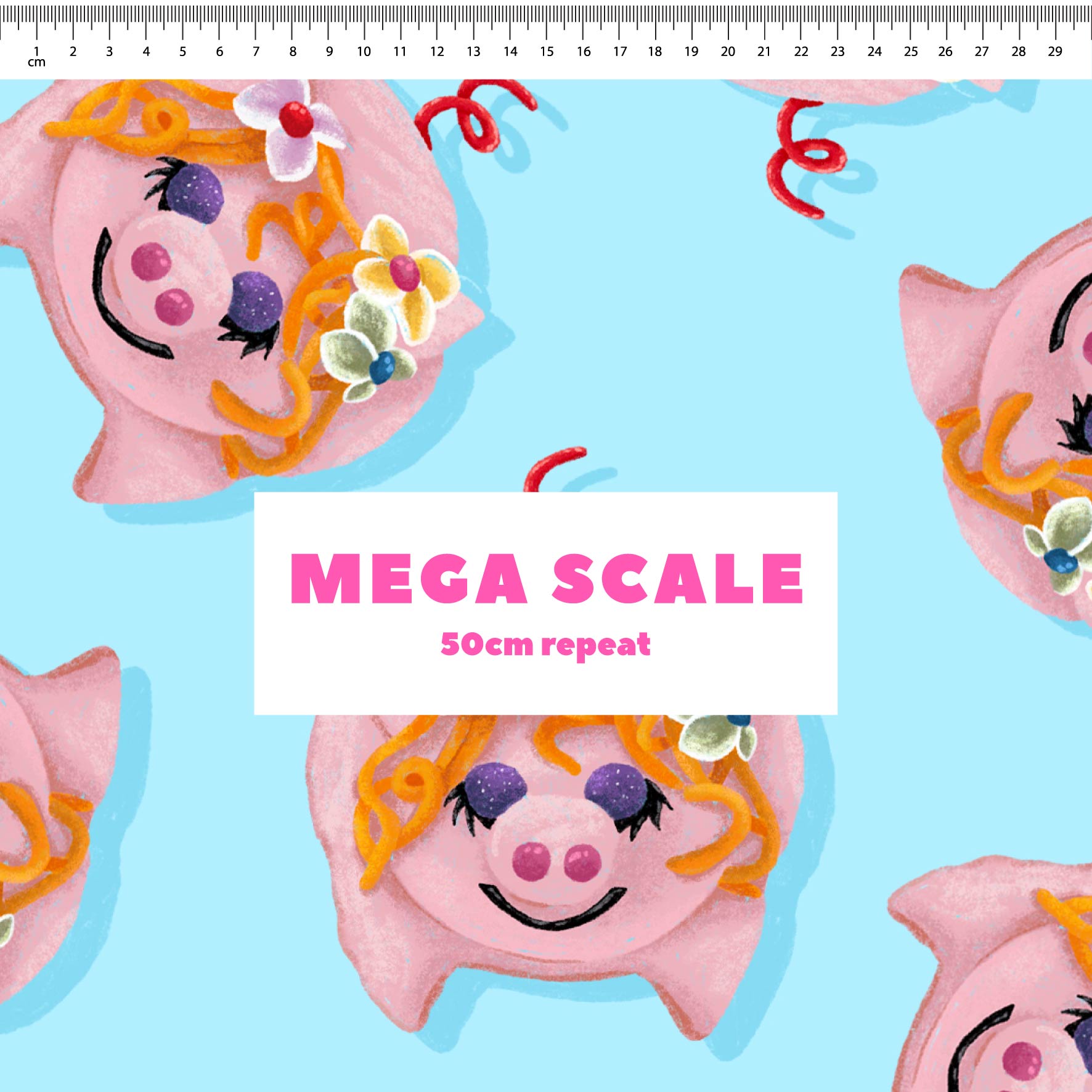 Preorder Fabric: Little Piggy Cake (Blue)