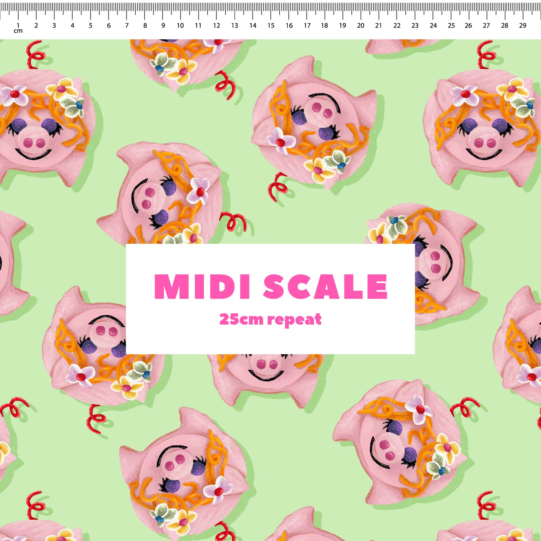Preorder Fabric: Little Piggy Cake (Green)