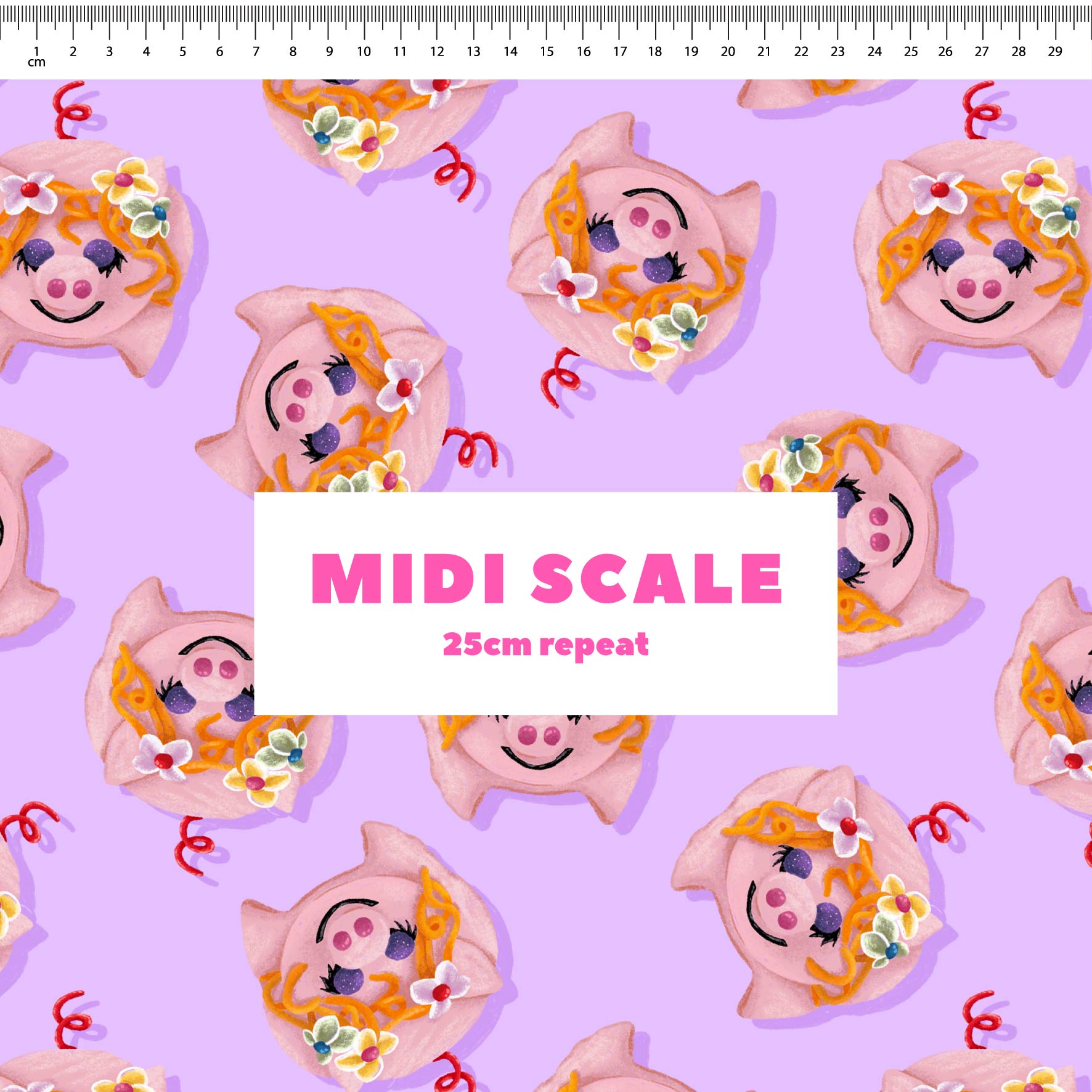 Preorder Fabric: Little Piggy Cake (Purple)