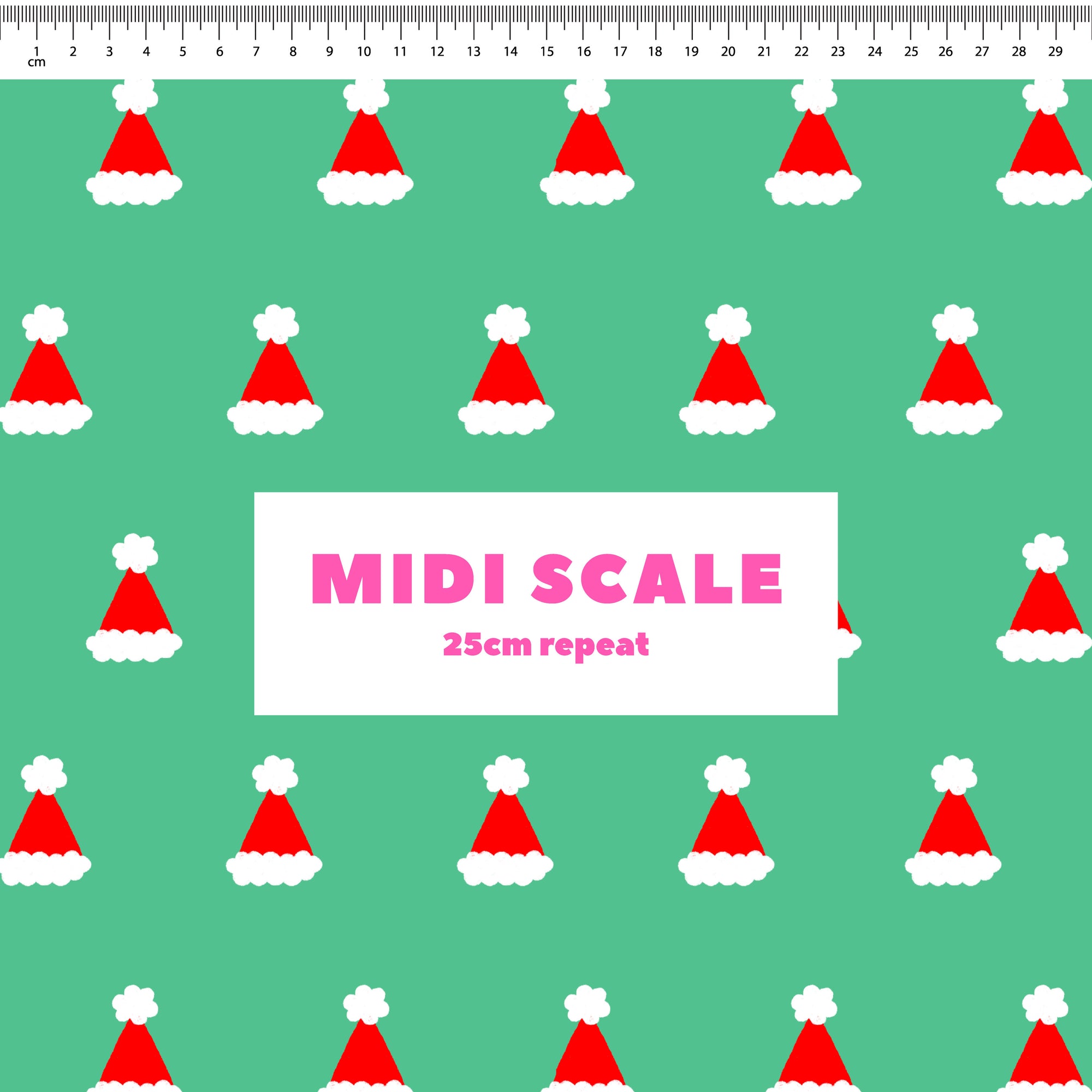 Polka Dot Santa Hats (Green) Preorder Fabric