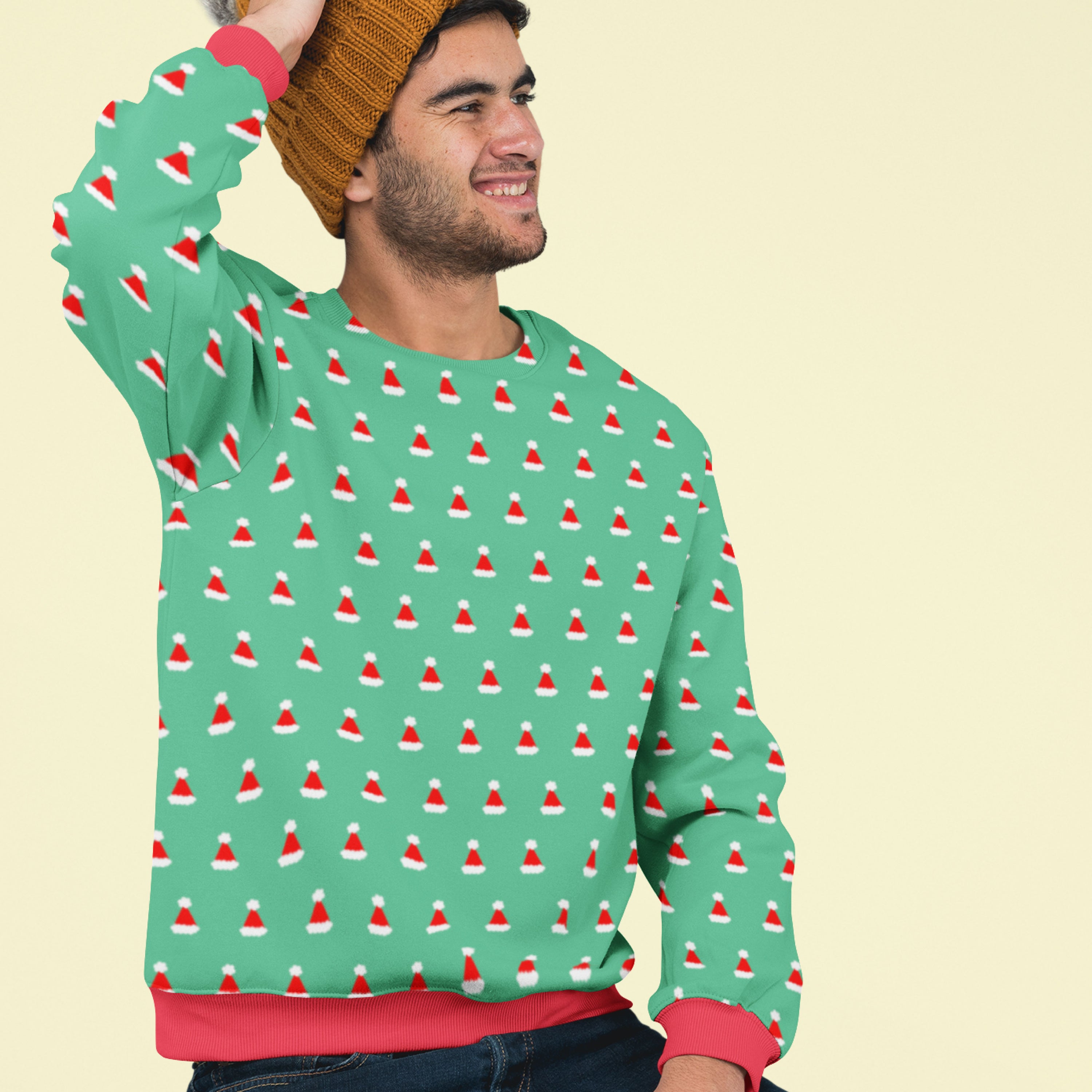 Polka Dot Santa Hats (Green) Preorder Fabric