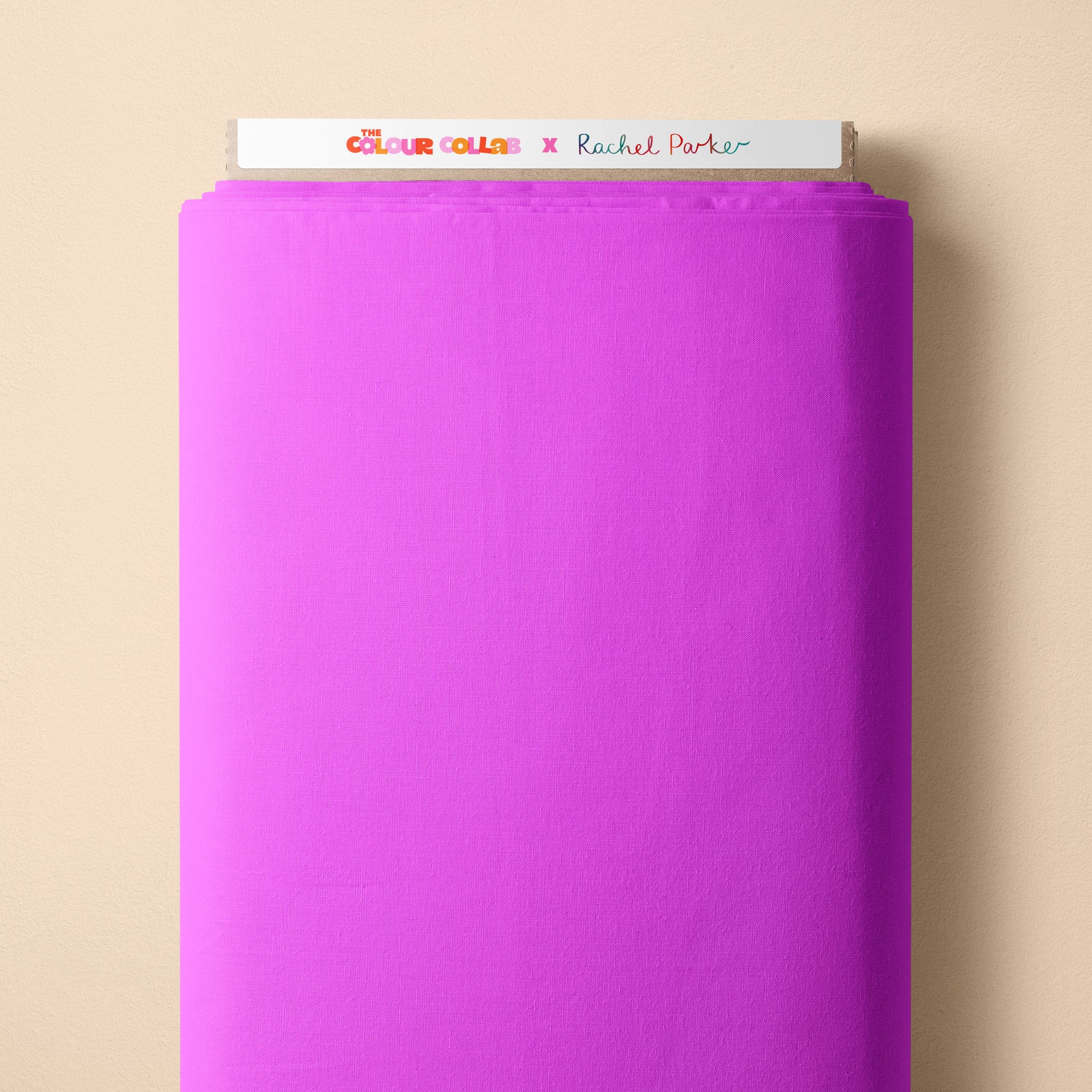 Plain Colour - Brightside (Purple Pop) fabric by The Colour Collab mock up on fabric bolt